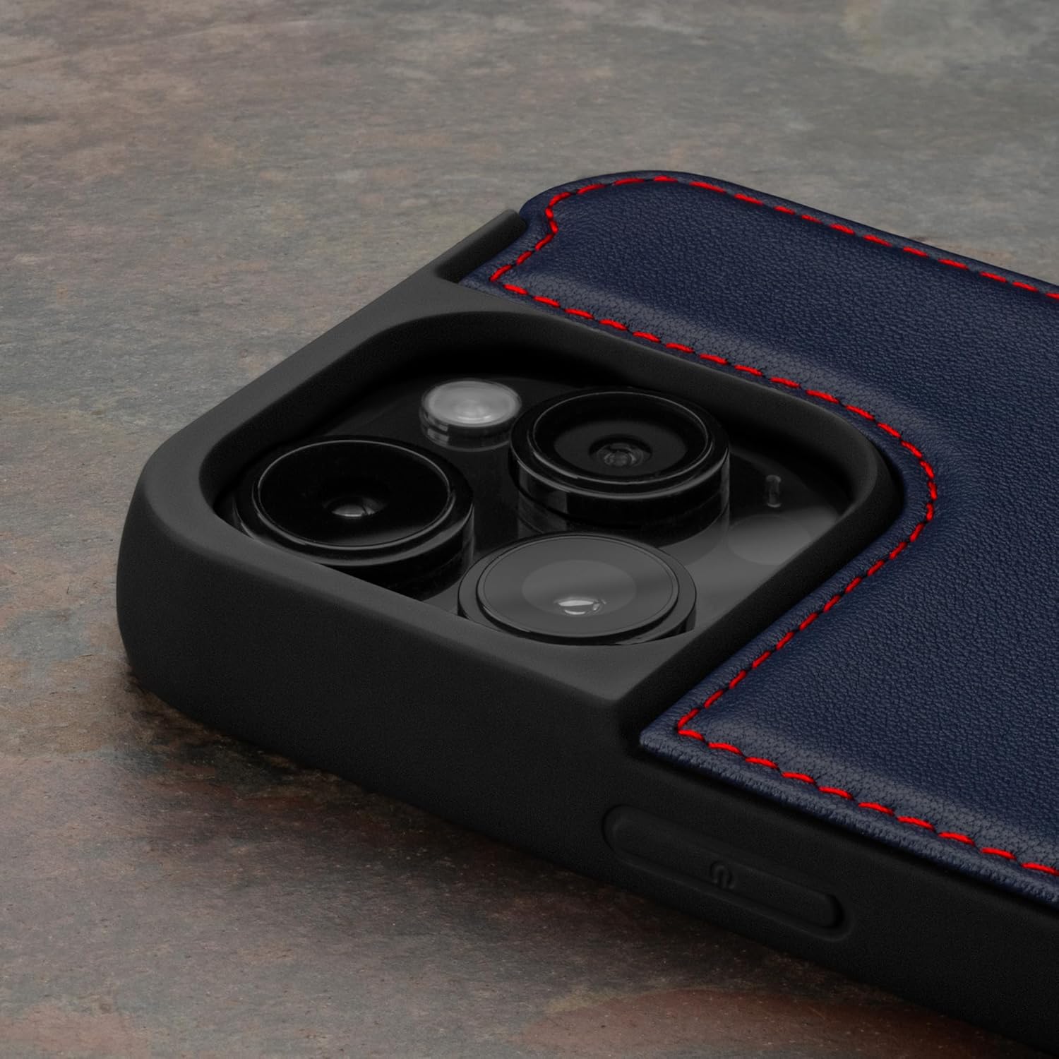 TORRO Funda de cuero compatible con iPhone 15 Pro Max – Funda de cuero de primera calidad – Azul marino