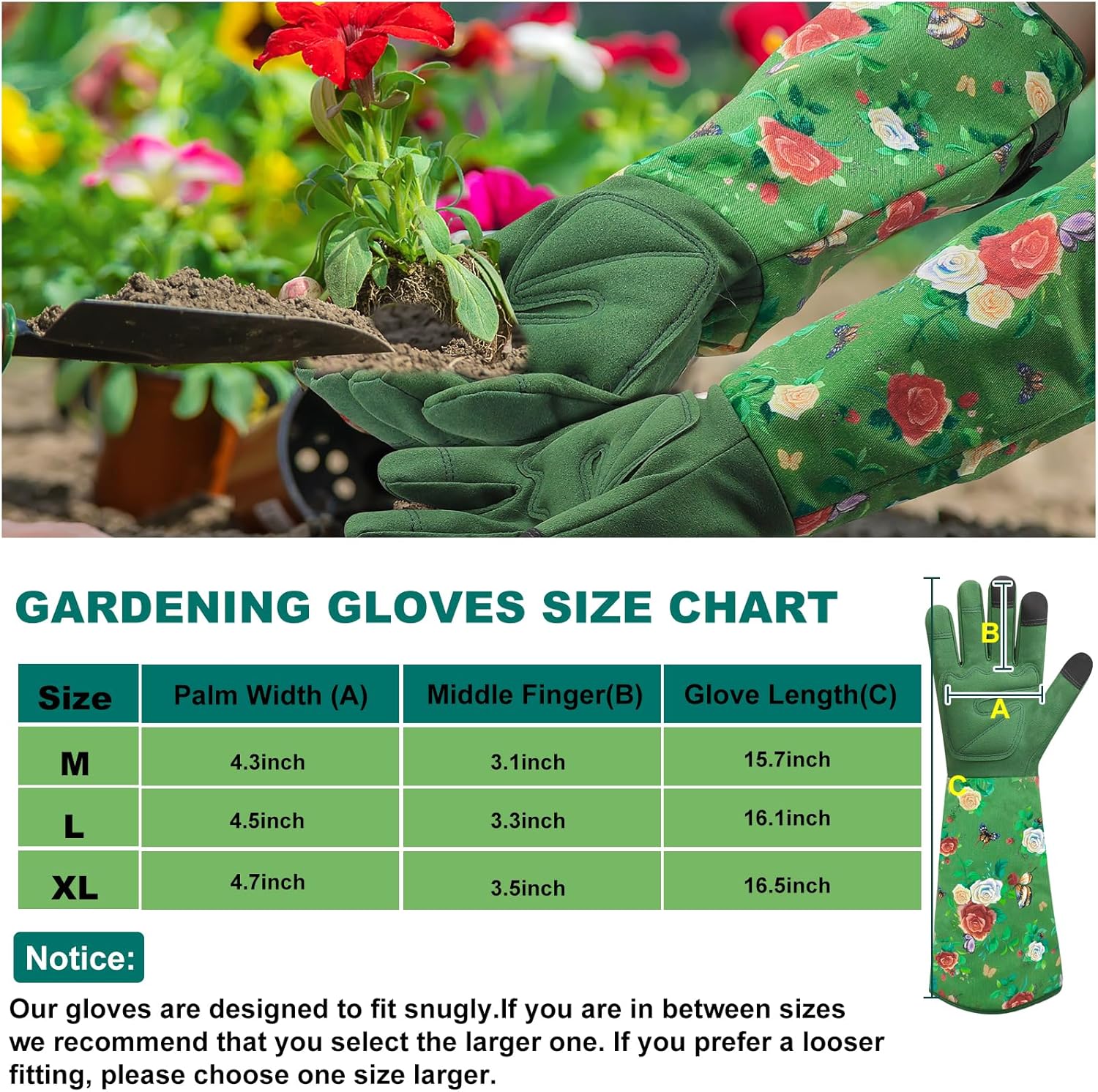 Guantes de jardinería para mujer, guantes de rosas para jardinería, a prueba de espinas, guantes largos de jardín para mujer, guantes de cuero