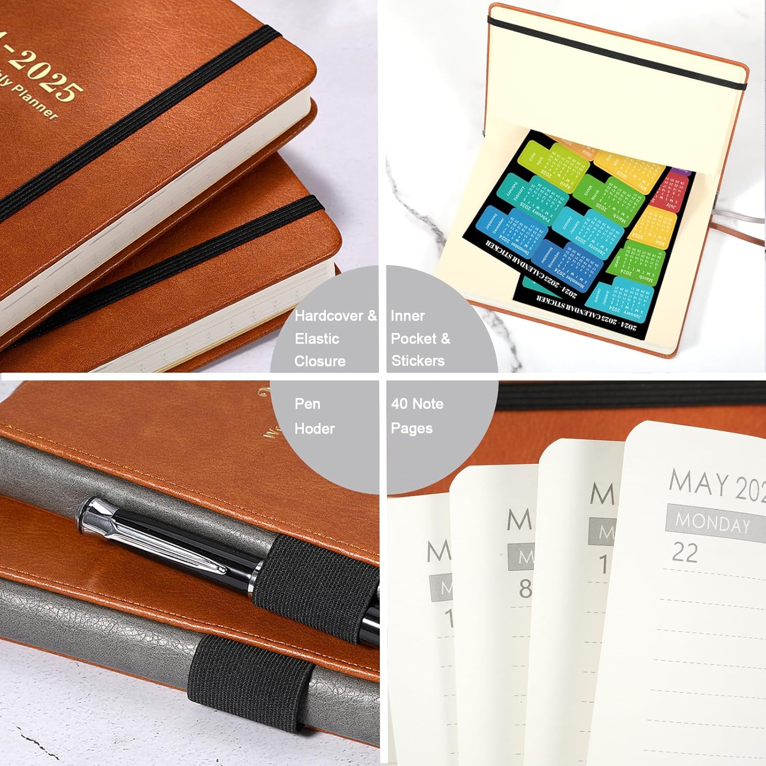 Planificador 2022 Planificador semanal y mensual 2022 con calcomanÃas de calendario enero 2022 diciembre 2022 575 x 825 pulgadas papel grueso A5 - Imagen 7