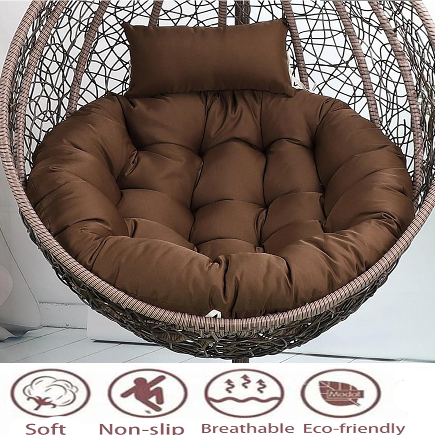 Eoieov Cojín grande para silla oscilante, cojín redondo de 45 x 45 pulgadas con almohada para reposacabezas para columpio de huevos, silla giratoria
