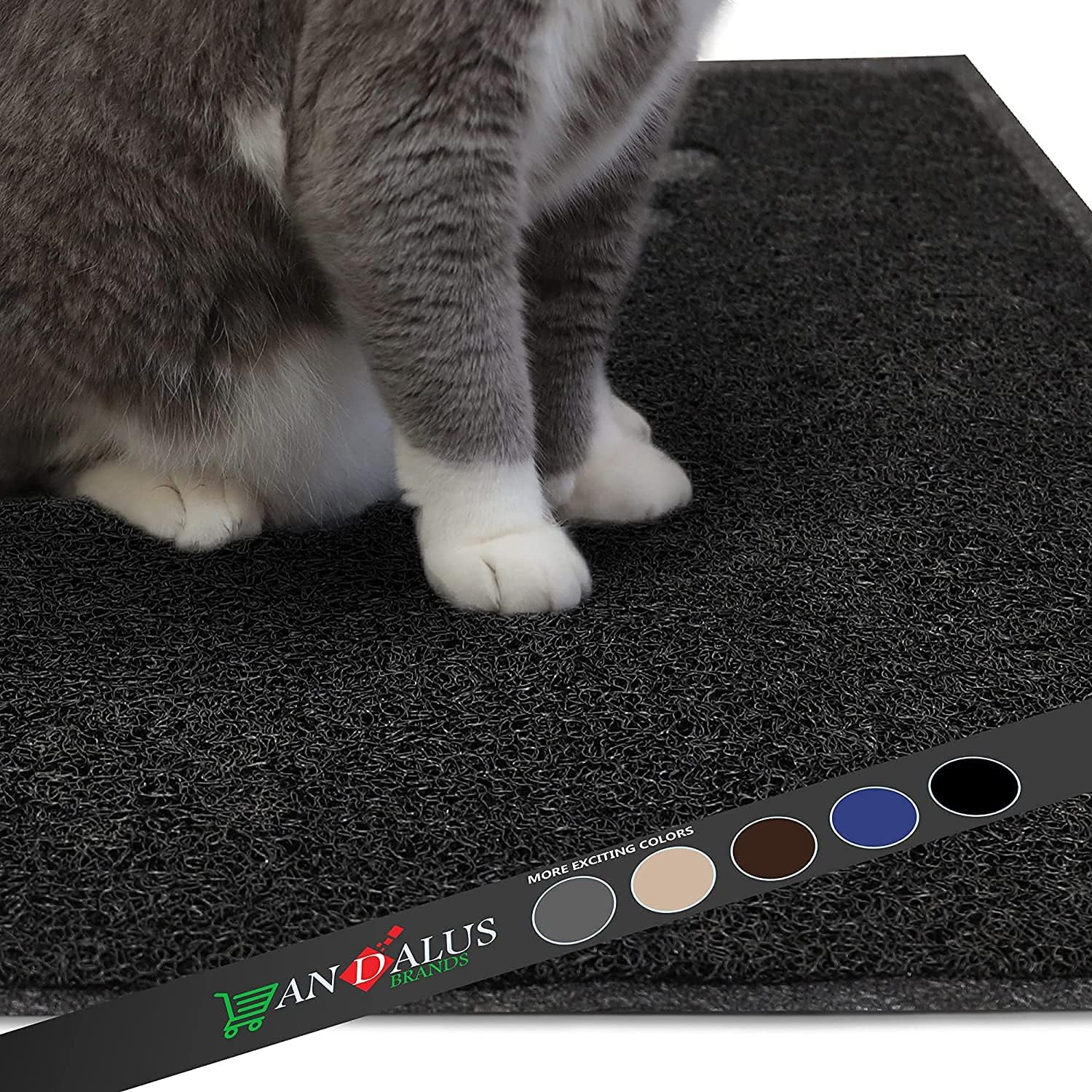Andalus – Tapete grande para arena para gatos, paquete de 1, impermeable, antideslizante y fácil de limpiar, para atrapar basura de mascotas extra
