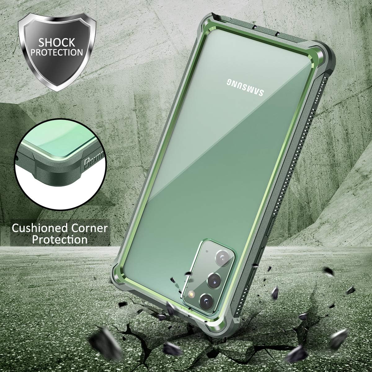 Dexnor Para Galaxy Note 20 Funda Con Protector De Pantalla Transparente Metal Electrochapado 360 Cuerpo Completo Resistente A Prueba De Golpes