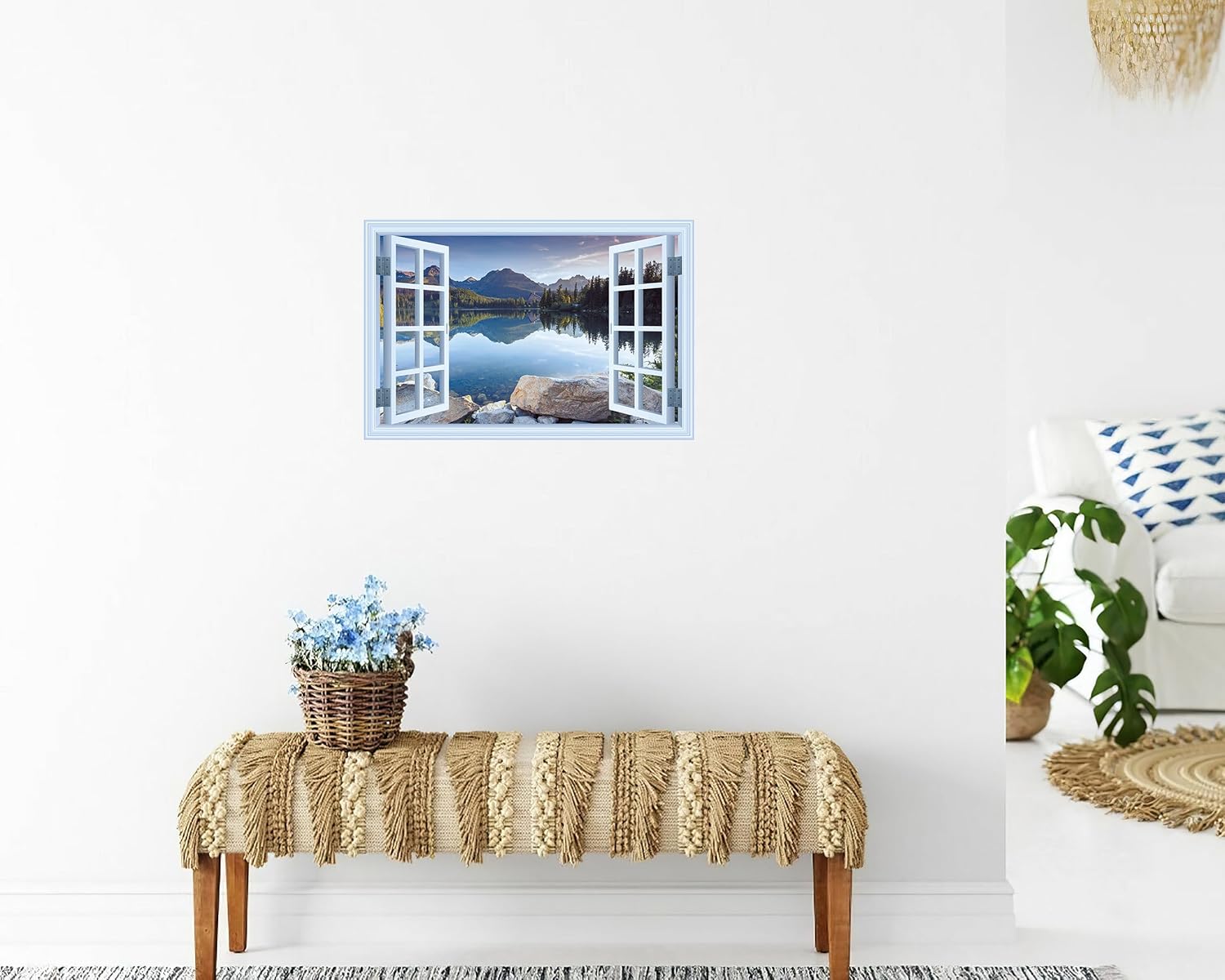 FLFK Adhesivo de pared falso para ventana, mural de pared de paisajes para decoración de pared, calcomanías de pared para pegar y despegar, 24 x 16