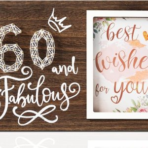 InnoBeta Regalos de cumpleaños para mujeres, mujeres, ella, 60 y fabuloso, marco de fotos de madera 60, fotos de 4 x 6 pulgadas, pared y mesa, ideas InnoBeta Regalos de cumpleaños para mujeres, mujeres, ella, 60 y fabuloso, marco de fotos de madera 60, fotos de 4 x 6 pulgadas, pared y mesa, ideas