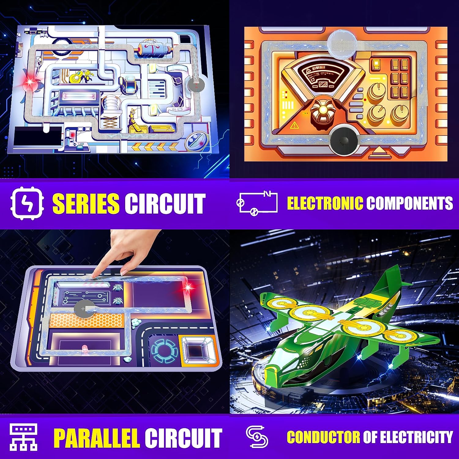 Japace Kits de ciencia de electricidad para niños de 8 a 10 a 12 a 14 años, 10 proyectos STEM, actividades de circuitos eléctricos, experimentos de