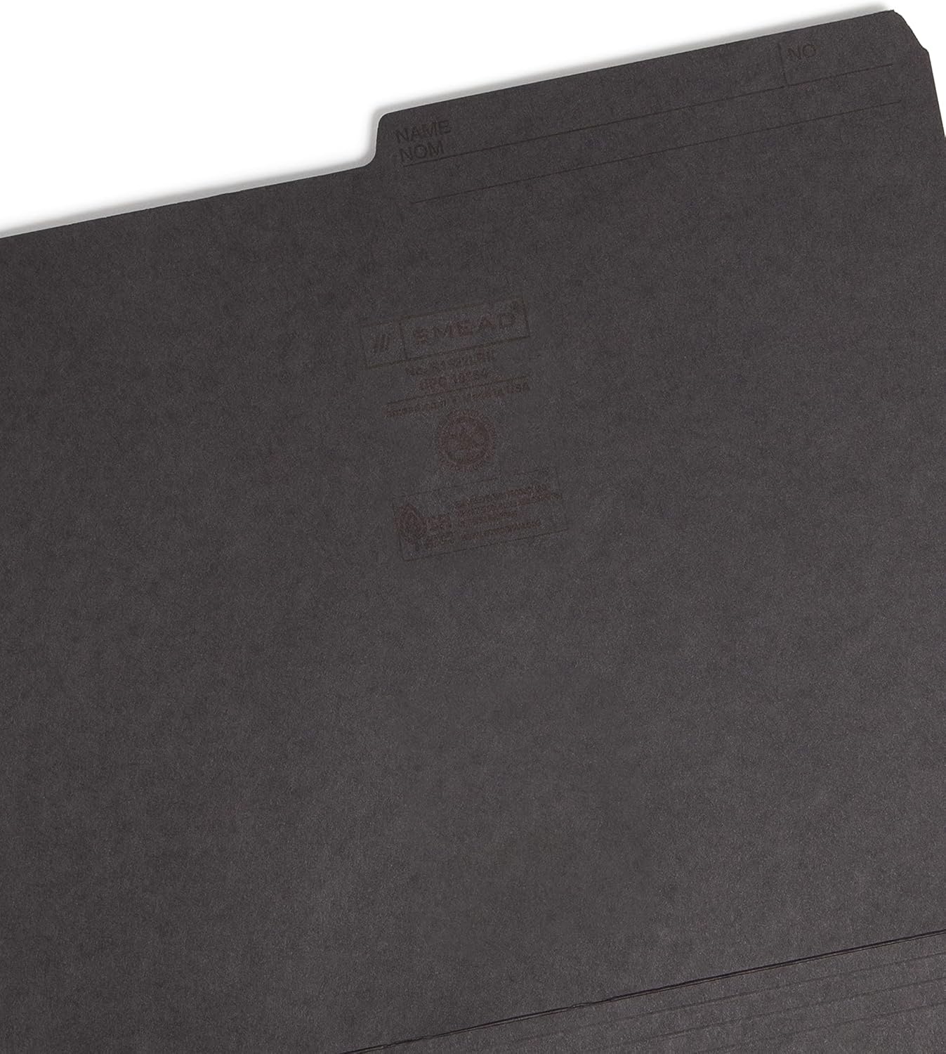 Smead Carpeta de archivos reversible, pestaña impresa de 12 corte, tamaño carta, negro, 100 por caja (10364)