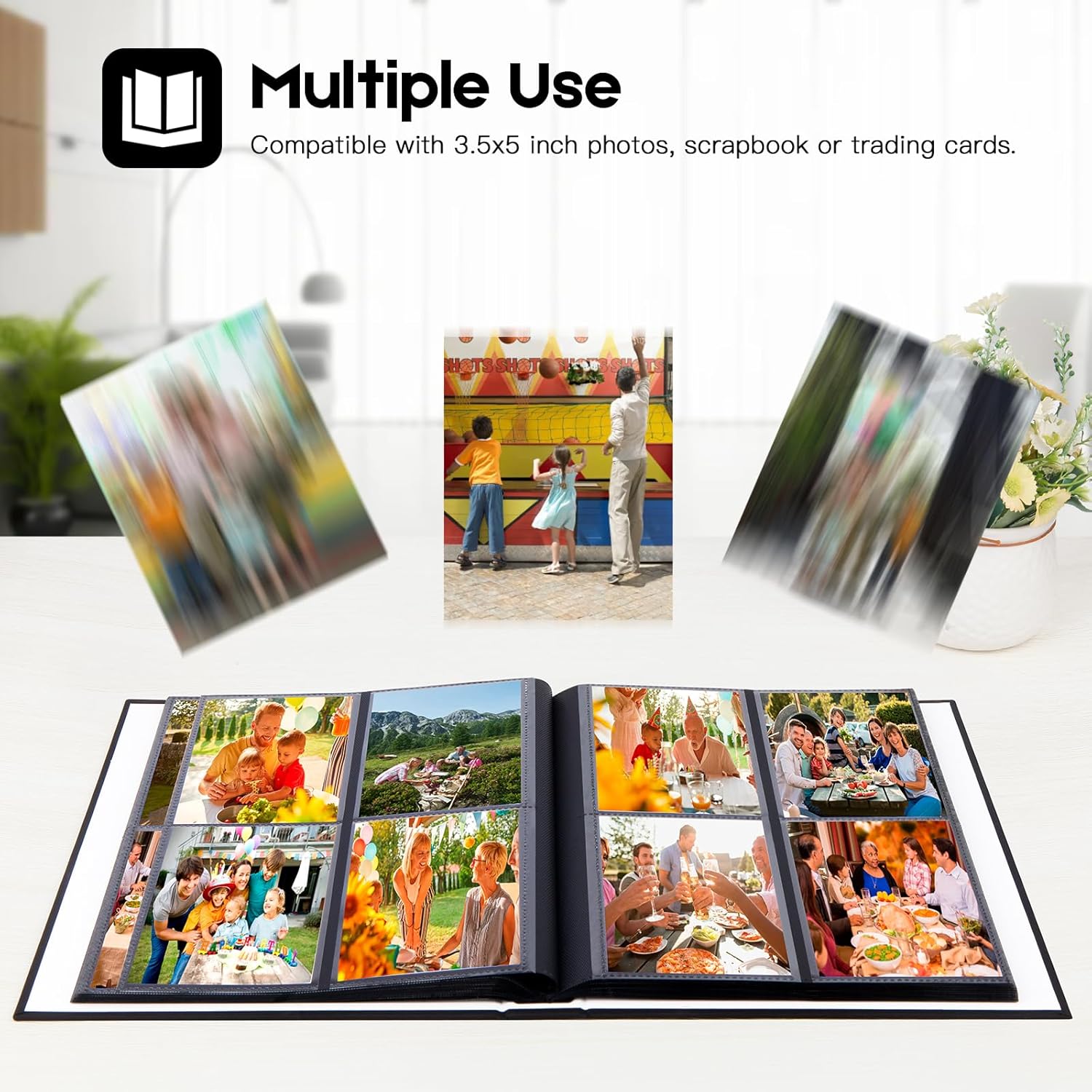 Álbum de fotos de 3.5 x 5 pulgadas, álbum de fotos de 3.5 x 5 pulgadas con capacidad para 256 fotos, cubierta de lino, libro de fotos de 3 x 5 con