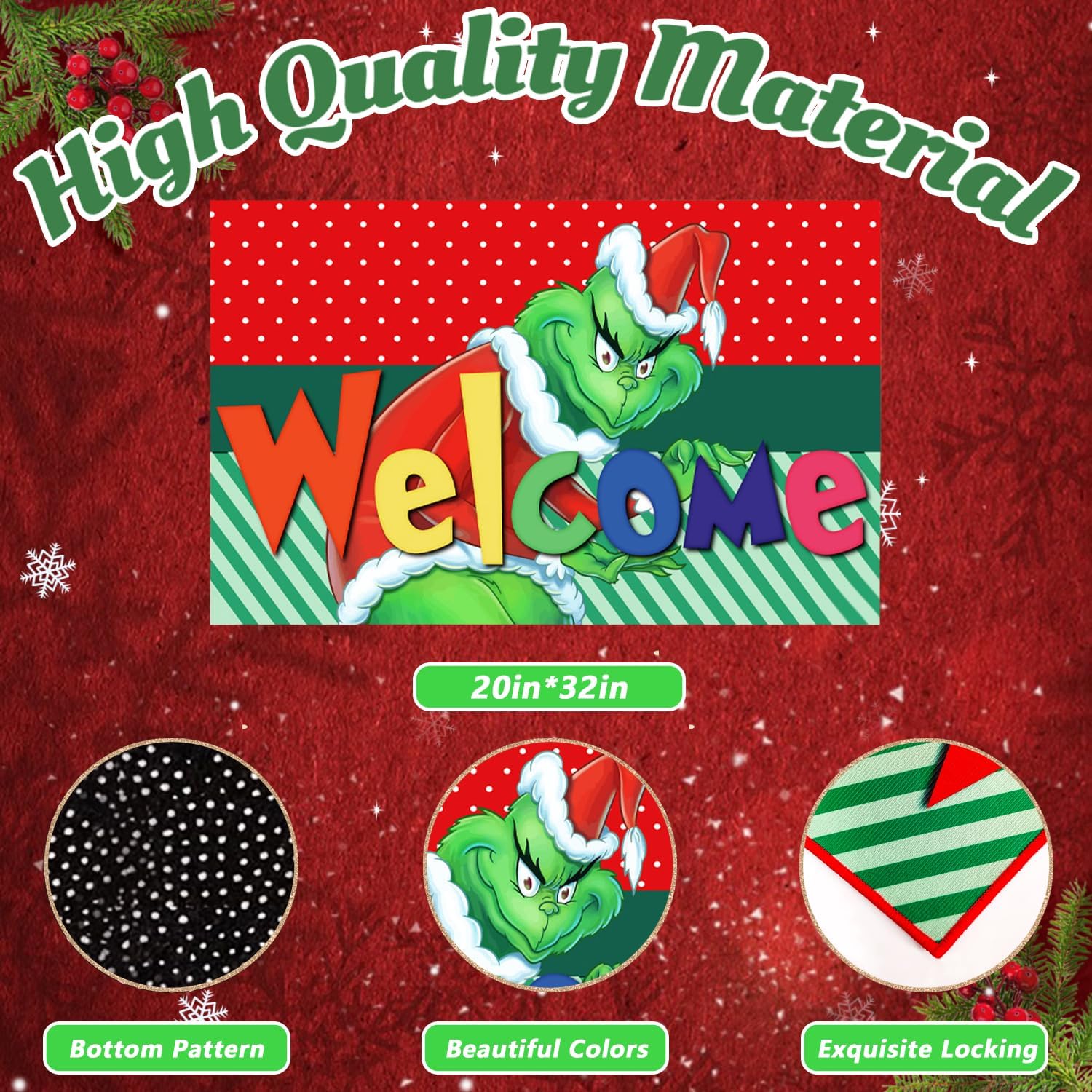 Micayg Tapete de Navidad para puerta, decoración de Navidad, para interiores y exteriores, hogar, cocina, baño, decoración de fiesta de Navidad