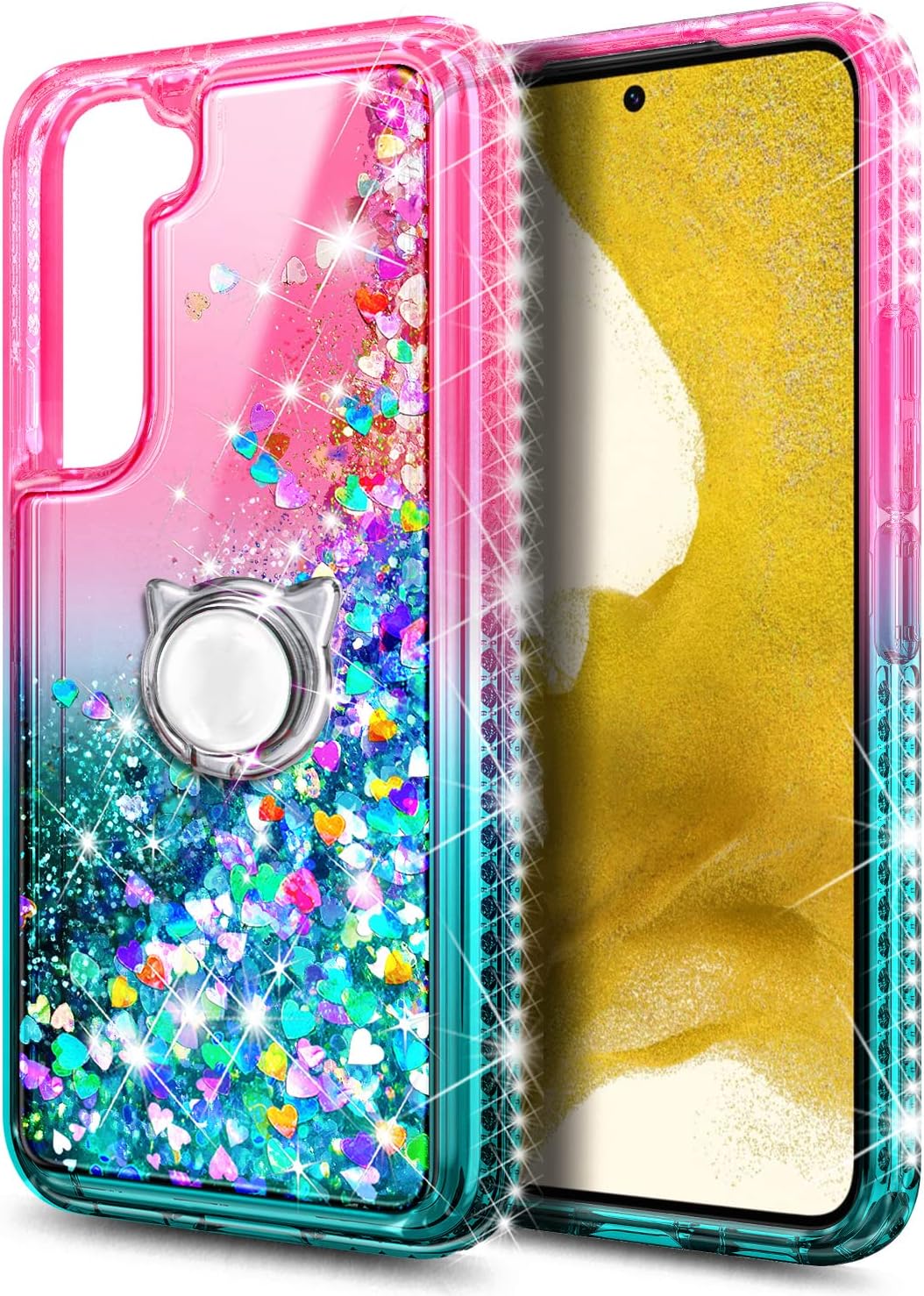 NGB Supremacy Funda compatible con Samsung Galaxy S23 Plus (6.6 pulgadas) con protector de pantalla de vidrio templado, soporte de anillocorrea de