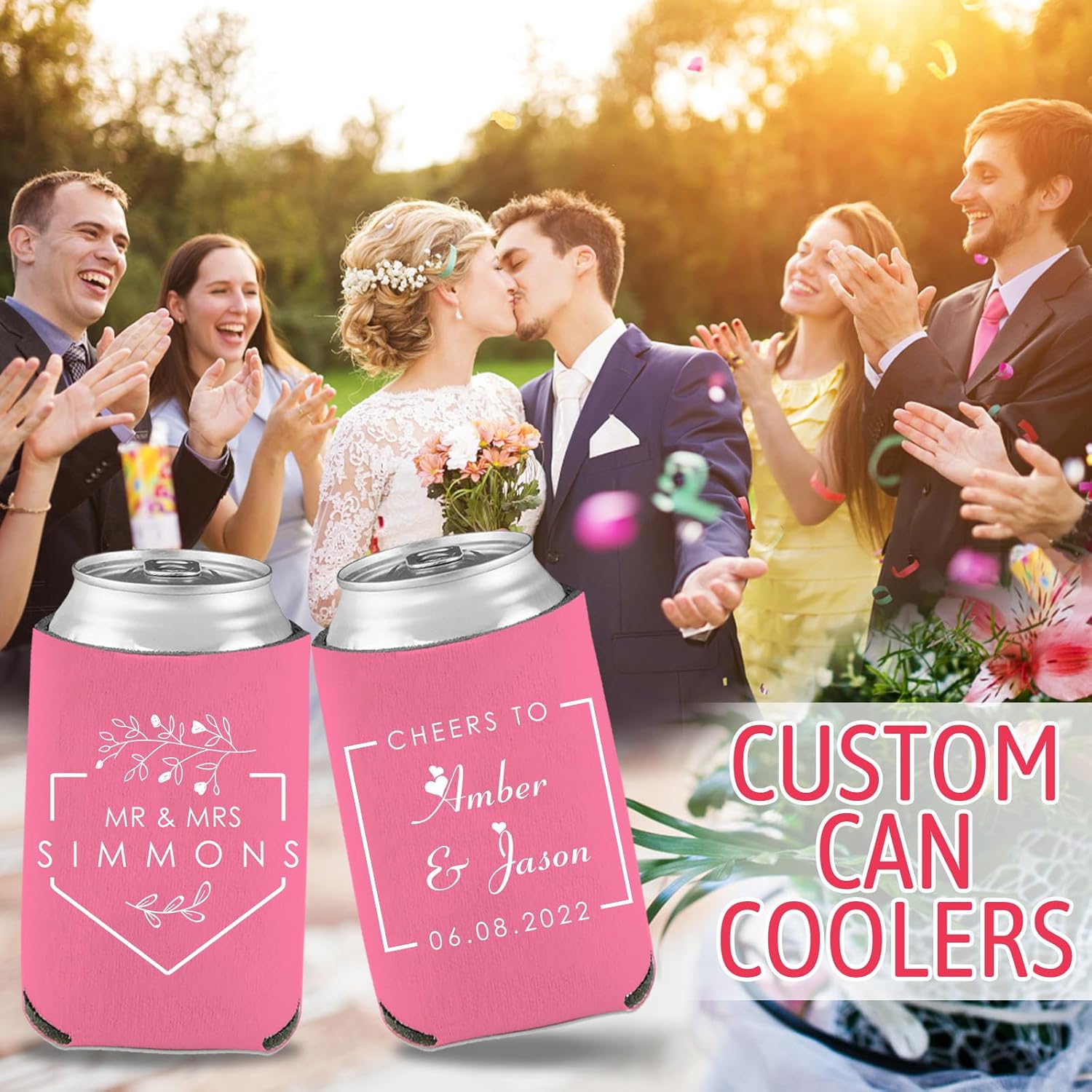 20 fundas personalizadas para enfriar latas a granel, cubierta aislante de bebidas personalizada con texto y logotipo, enfriadores de latas de