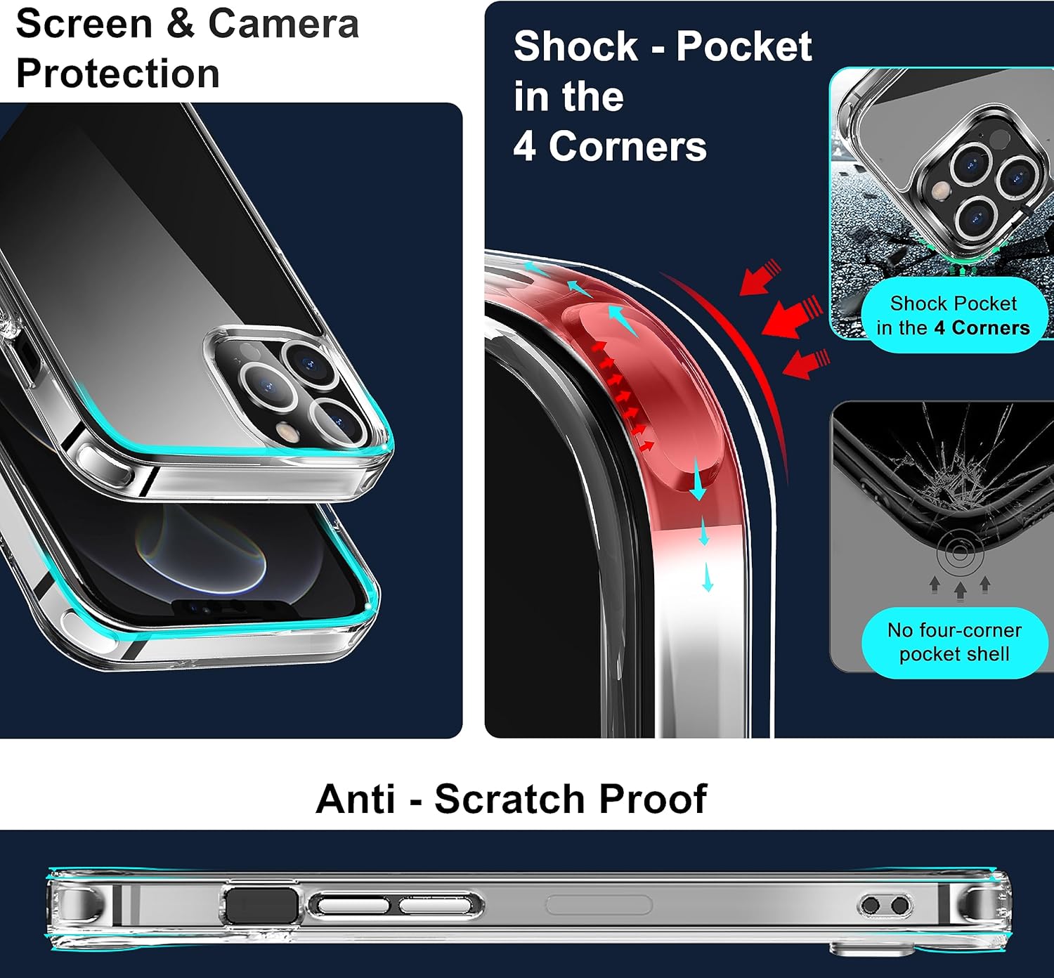 CEDO Funda con función atril para iPhone 15 Pro Max, funda de teléfono con soporte de metal integrado en modo de 3 vías, parachoques a prueba de