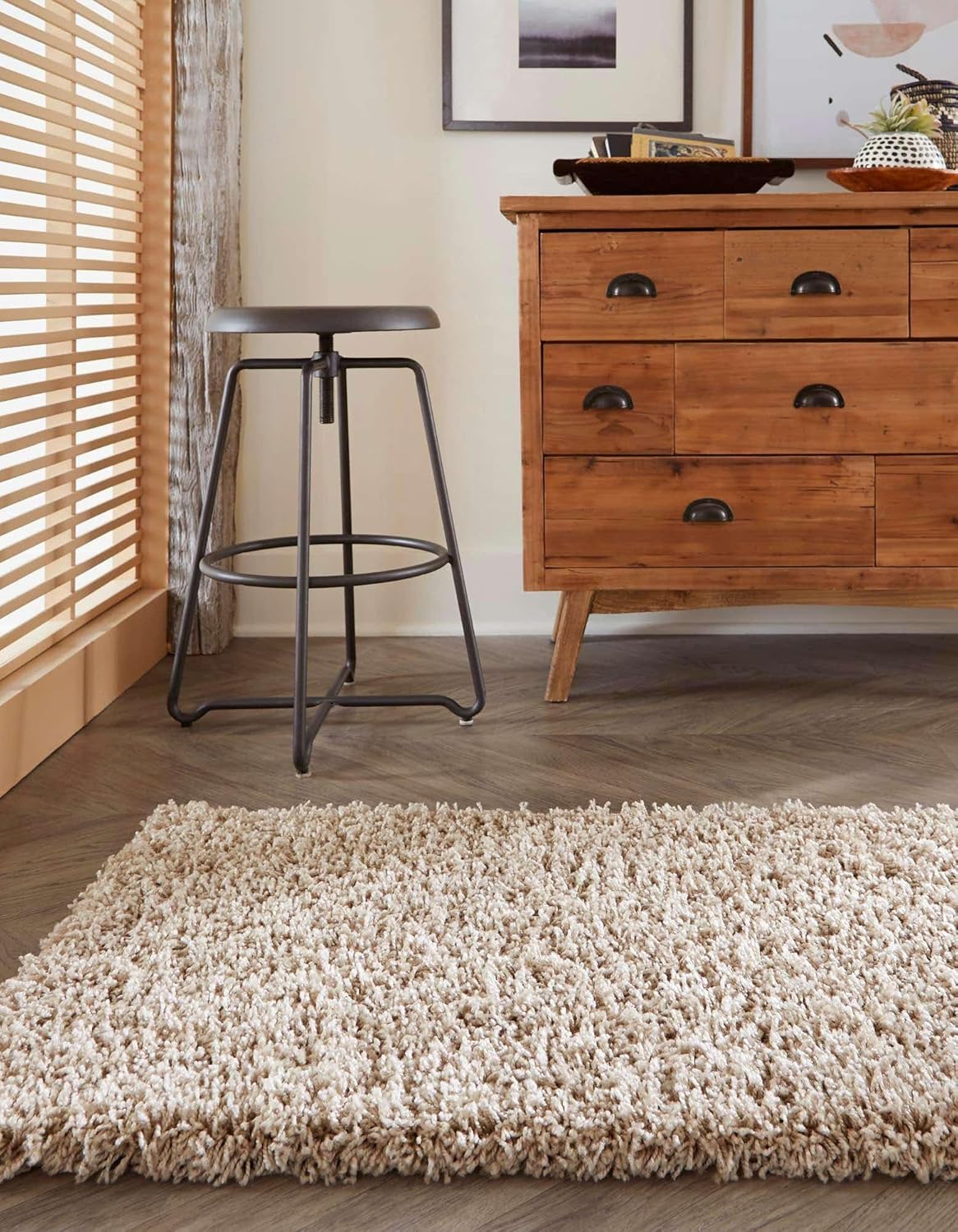 SPIRIT OF ART Solid Shag Collection – Alfombra de área (2′ 6″ x 13′ 1″ corredor, gris pardo)