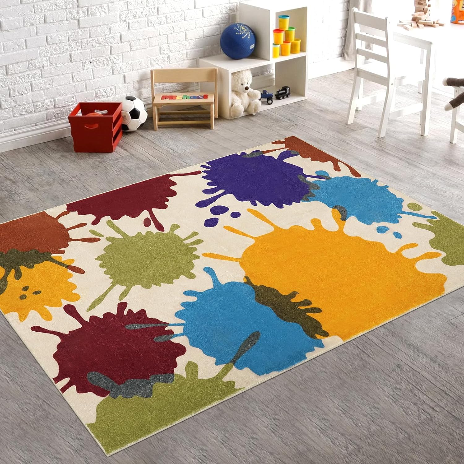 Alfombra artística para dormitorio, 4 x 6 pies, lavable a máquina, alfombra para niños para sala de juegos, alfombra de área de arco iris para aula,