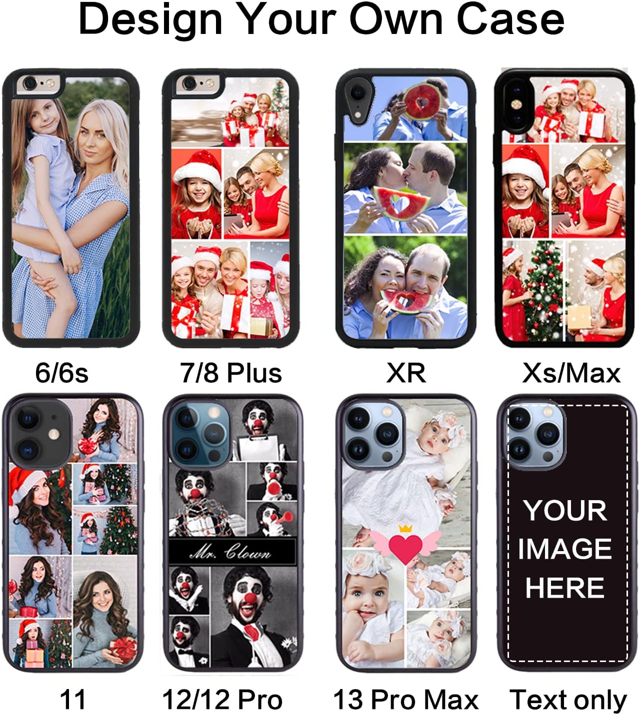 Funda personalizada para iPhone 15 14 13 Pro Max Mini 12 11 Samsung S24 S23 S22 S21 S20 FE Ultra Plus Note 20 A14 A54 A53 A03S A13 A32 A51 Negro