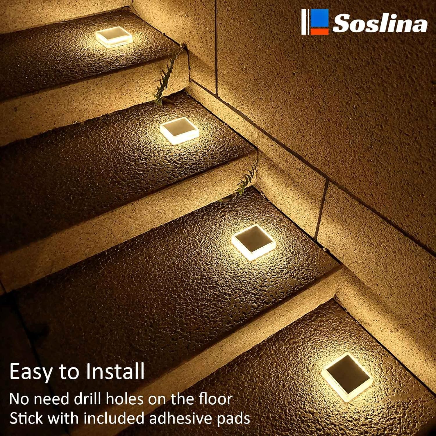 Luces solares para cubierta al aire libre, IP68 impermeables, luces solares para escalones, luces solares de entrada alimentadas por energía solar,