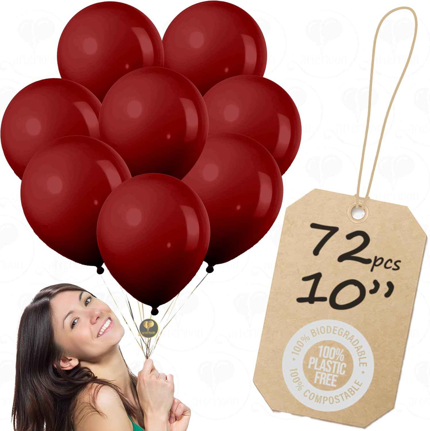 AFTERLOON Globos biodegradables, 72 unidades, color rojo ladrillo de 10 pulgadas, color mate grueso extra fuerte, flotador de helio, para baby