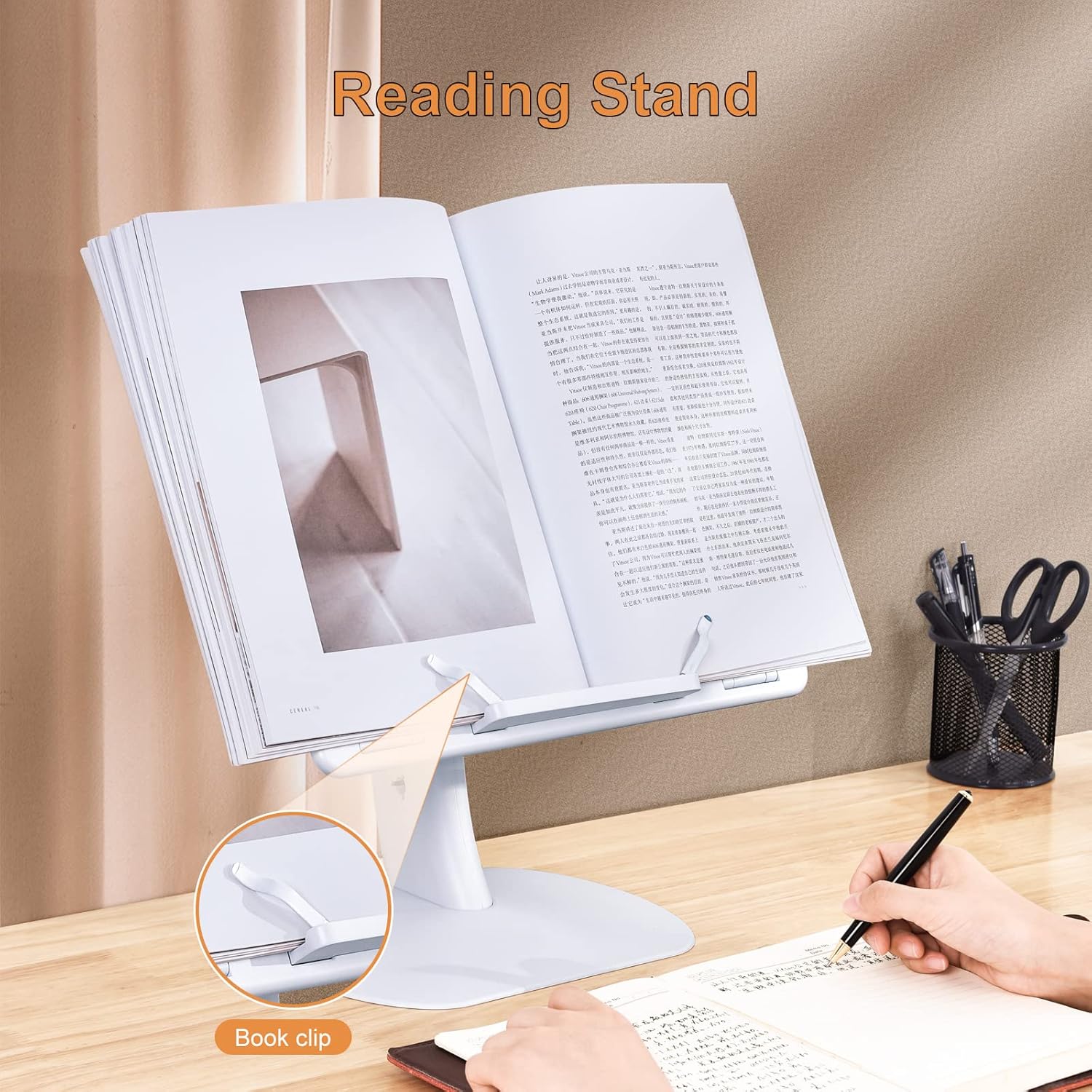 xuenair – Escritorio portátil blanco con clip para libros, ángulo ajustable, para laptop de 17 pulgadas, cama xuenair para sofá, computadora,
