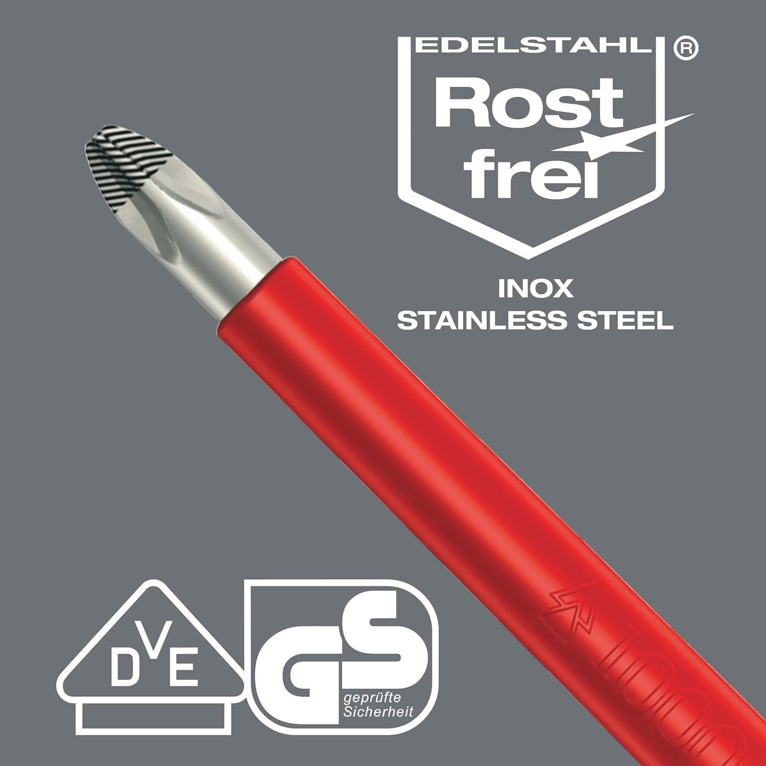 Wera 05022732001 Kraftform – Destornillador ranurado de acero inoxidable VDE 3160i, punta láser, cabeza de 732 pulgadas, longitud de hoja de 3.86