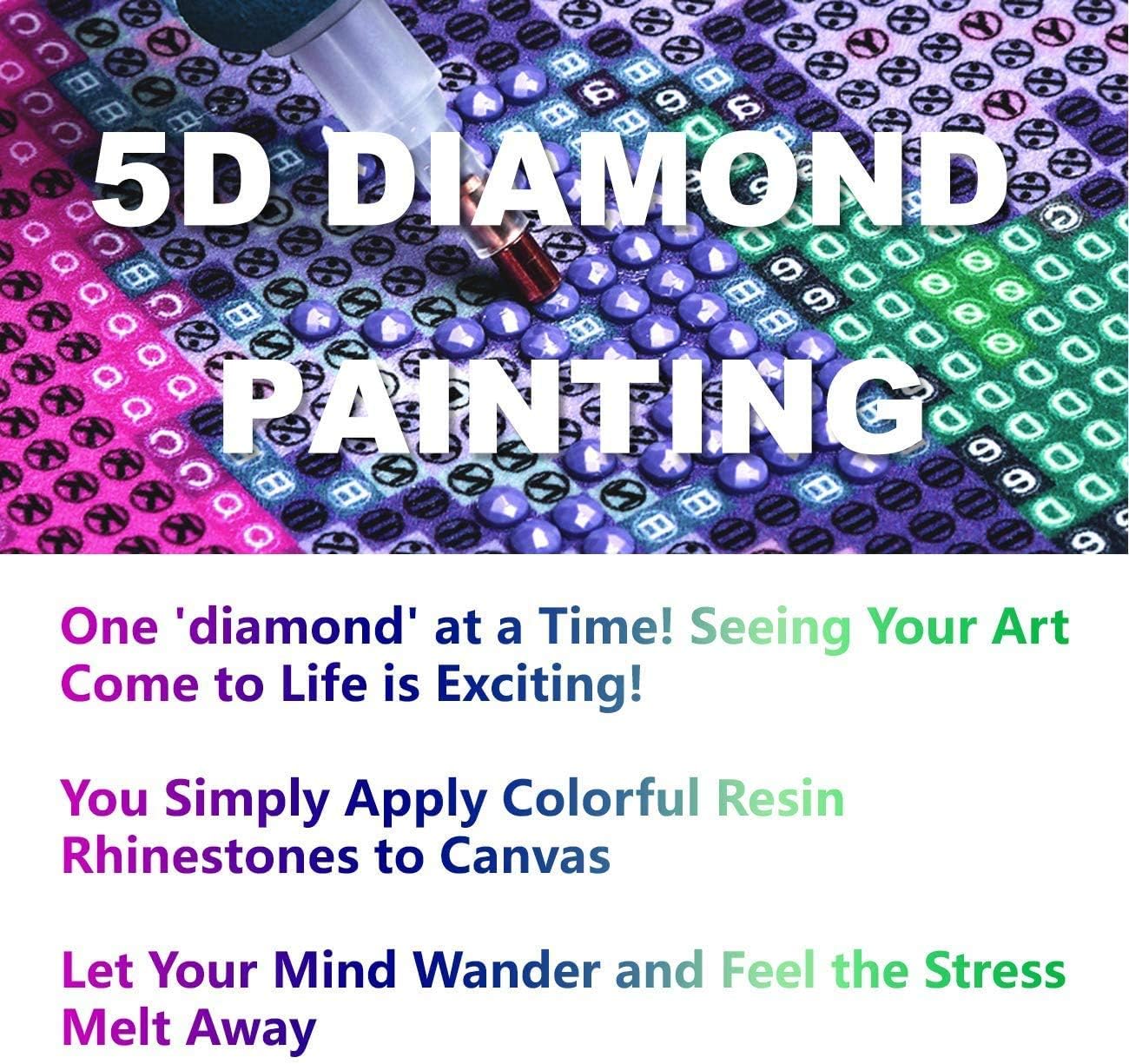 Zariocy Kits de pintura de diamantes 5D Mountain Lake, pintura de bricolaje con árbol de arte de diamante, paisaje redondo de taladro completo,