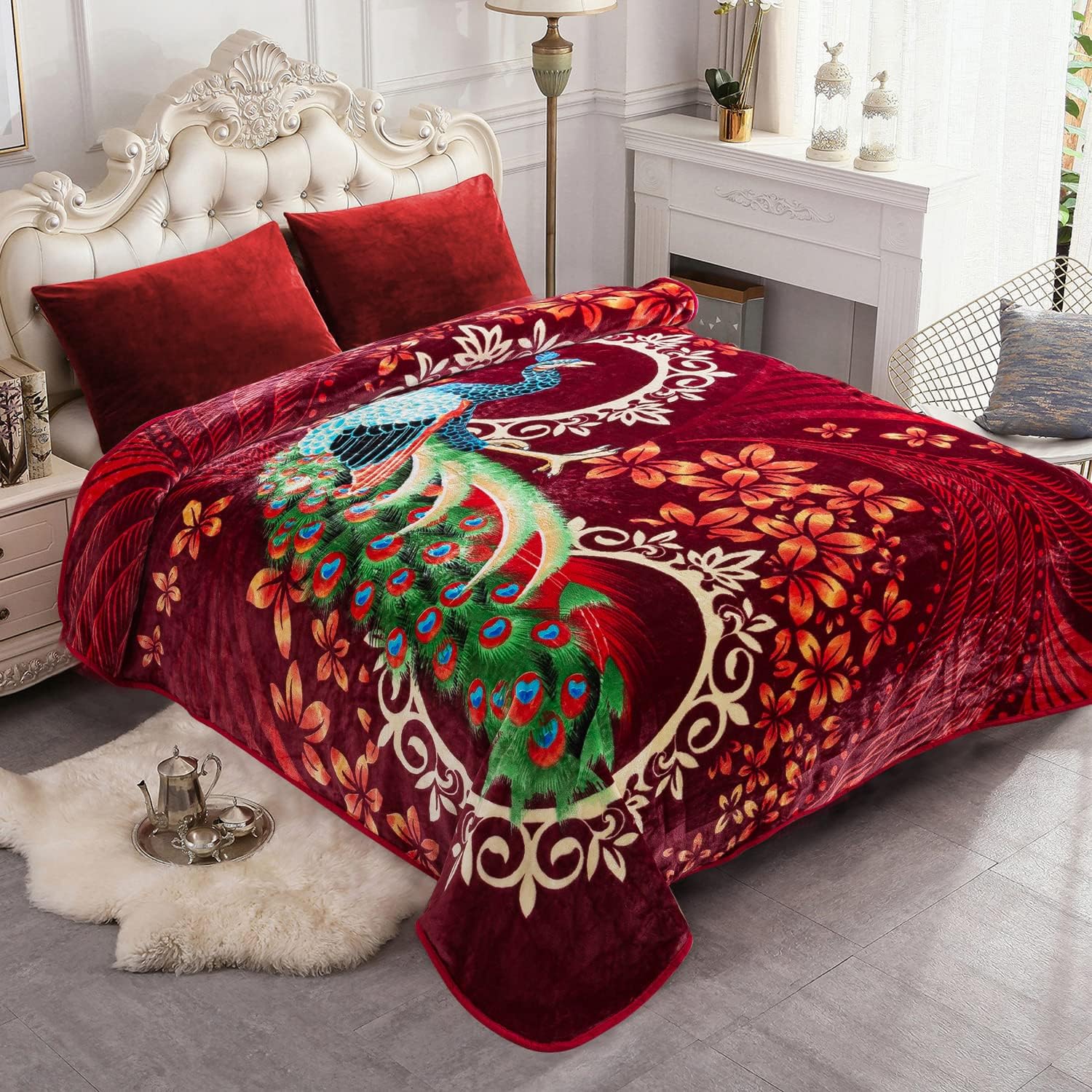 JYK Manta de forro polar de felpa, tamaño Queen, 91 x 75 pulgadas, 1 capa, 3.7 libras, suave, de visón coreano, cálida, ligera, para otoño e