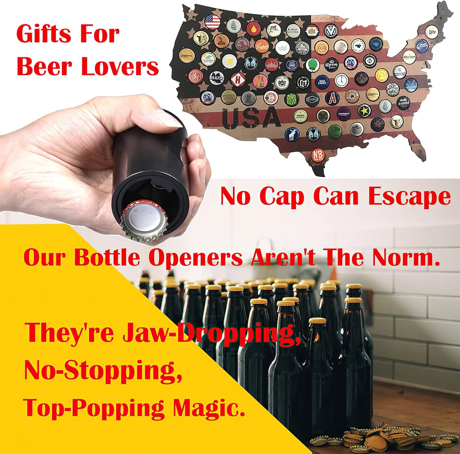Destapador de Cerveza Divertidos automático con tapa de botella de cerveza para cocas mexicanas, botellas de vidrio con metal, sin daños en las