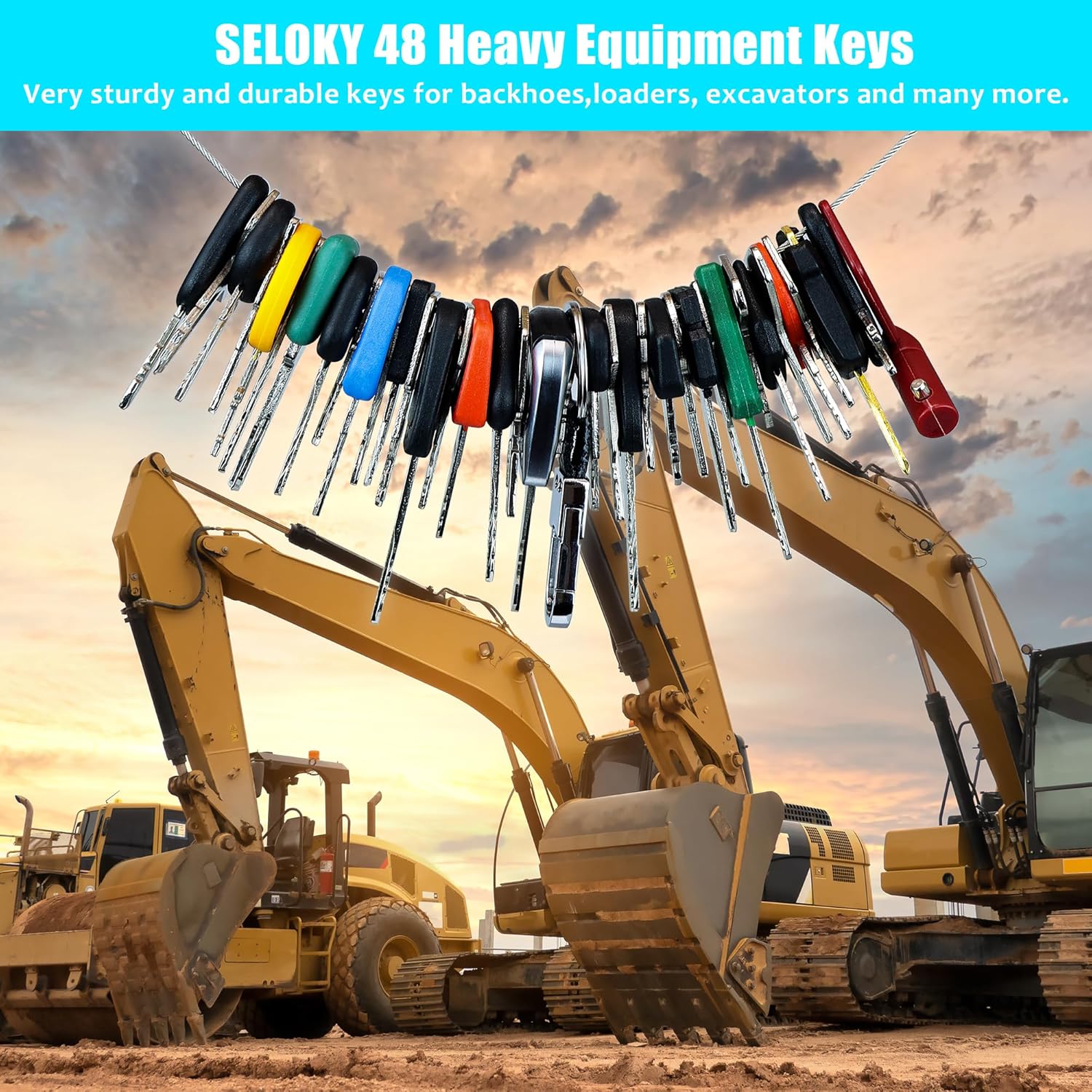 Juego de 48 llaves maestras de encendidollaves de equipo pesado para JD John Deere Hyster Komatsu Cat Key Kubota Yanmar Takeuchi Ford New Holland