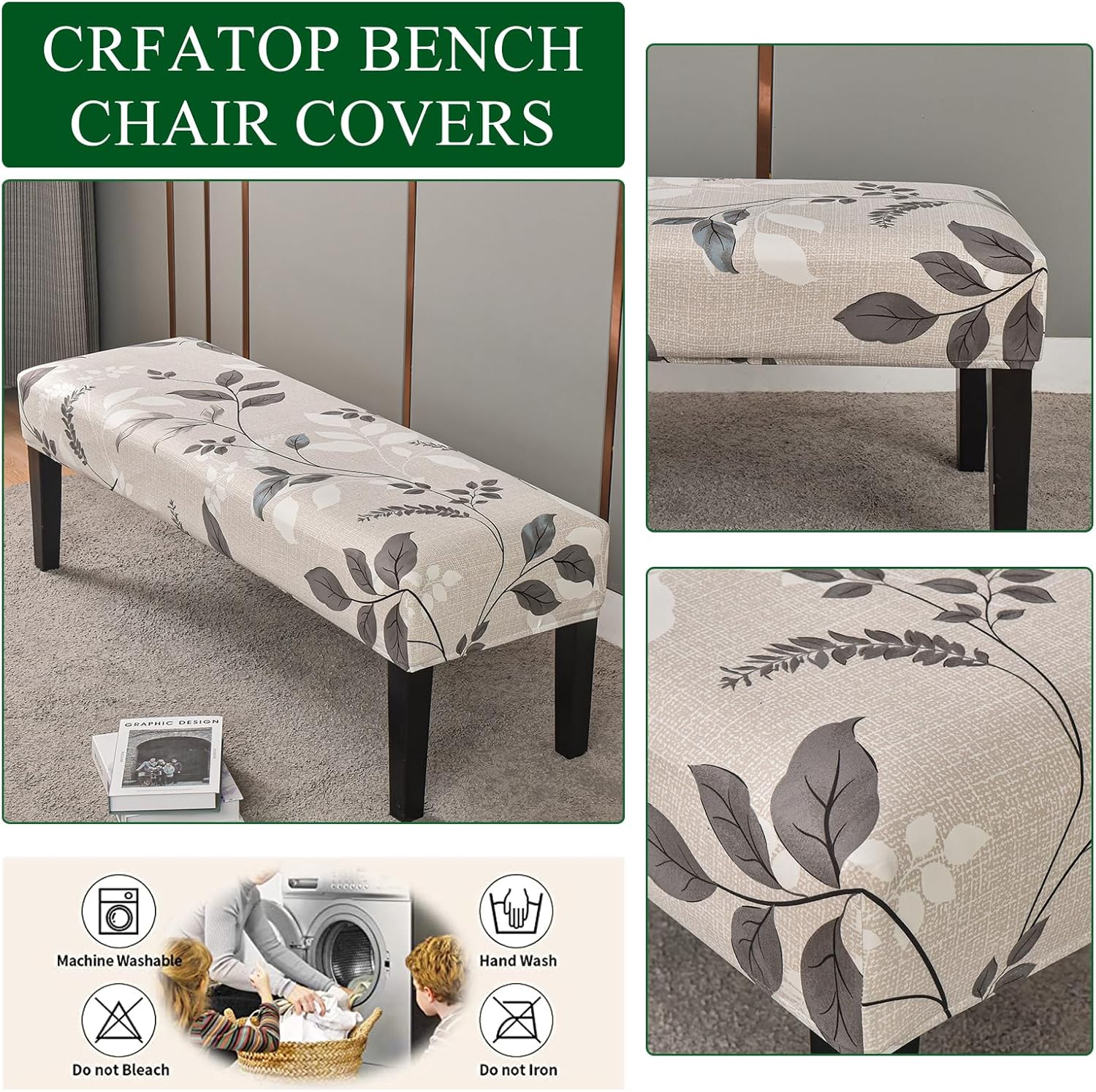 CRFATOP 4 fundas elásticas para sillas de comedor con funda de banco, fundas para sillas de comedor, fundas de cojín tapizadas para asiento de