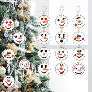 24 piezas de adornos de madera con cara de muñeco de nieve de Navidad, adornos de árbol de Navidad, decoración colgante, cara de muñeco de nieve, 24 piezas de adornos de madera con cara de muñeco de nieve de Navidad, adornos de árbol de Navidad, decoración colgante, cara de muñeco de nieve,