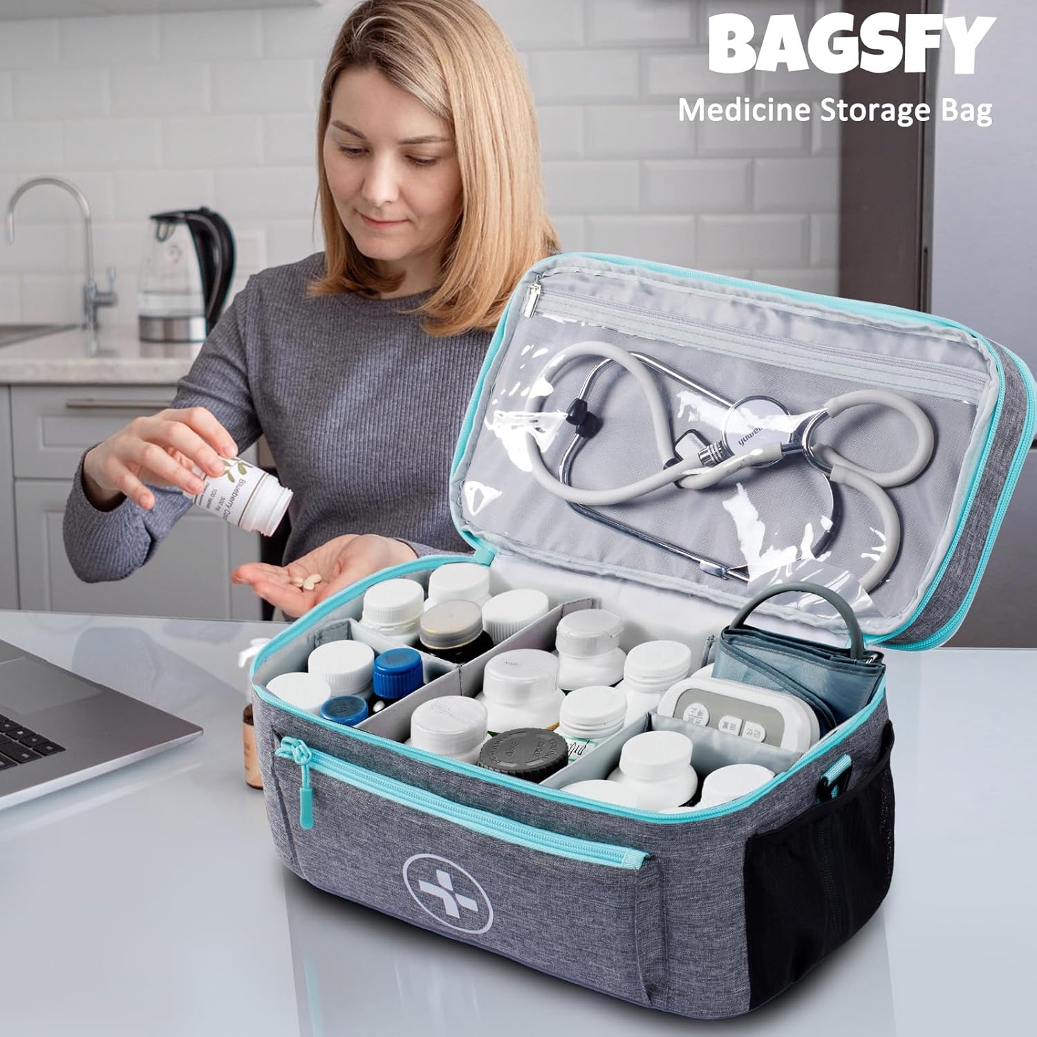 Organizador de bolsas de medicamentos de viaje, organizador de medicamentos, organizador de botellas de píldoras, organizador de medicamentos para