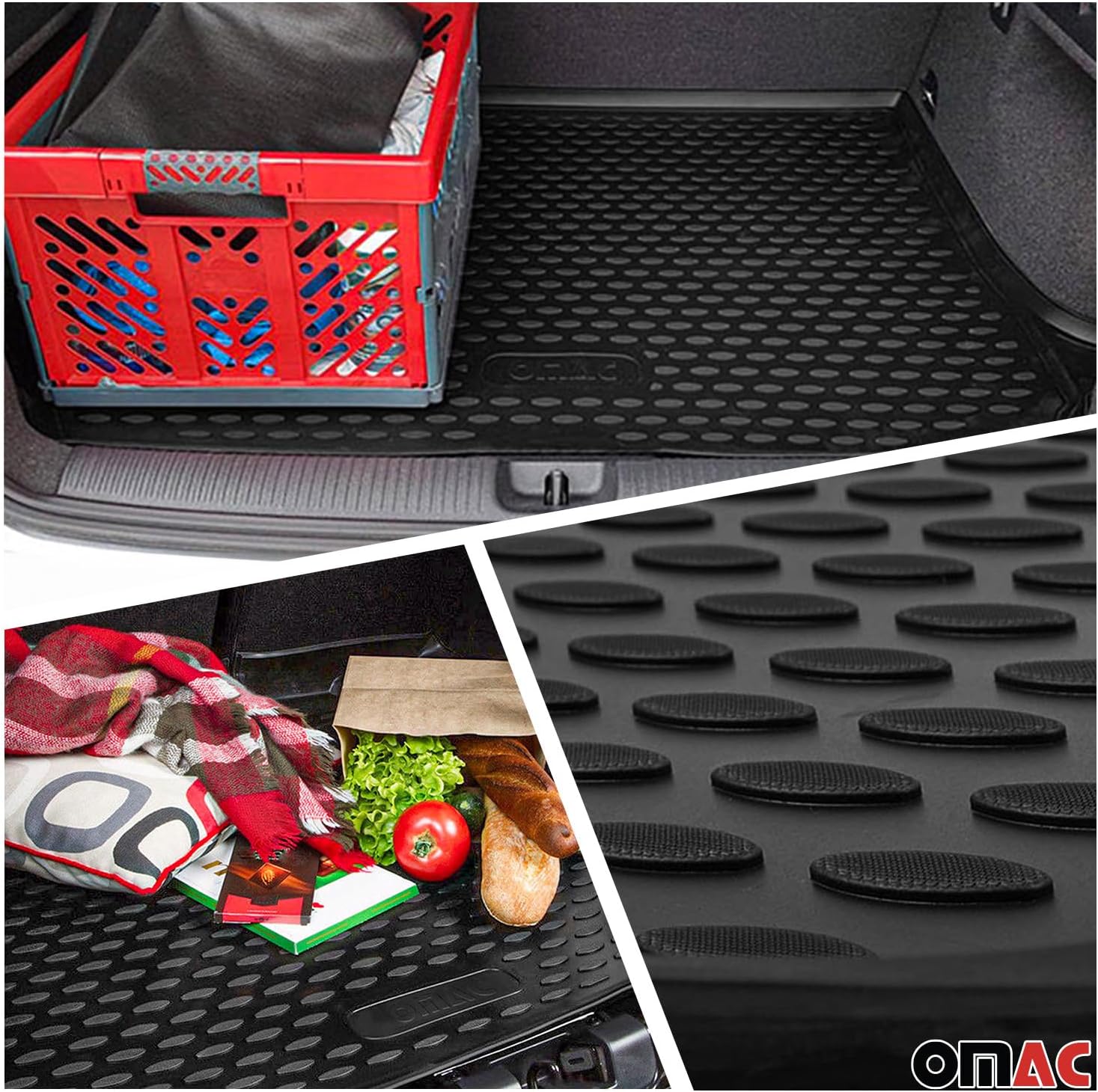 OMAC Alfombrillas 3D personalizadas y revestimientos de carga para Audi Q8 2019 2024 2020 2021 2022 2023 2024 todo tipo de clima, negro