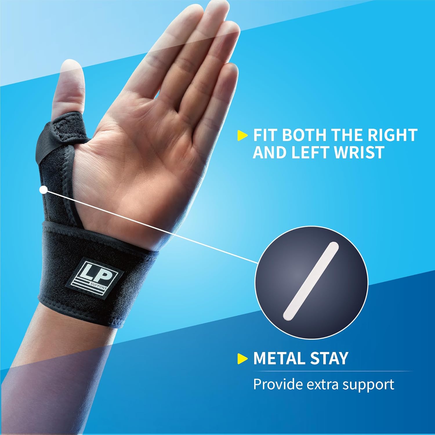 LP SUPPORT 563CA Muñequera y soporte para el pulgar para aliviar el dolor del túnel carpiano, artritis, tendinitis, soporte ajustable para el