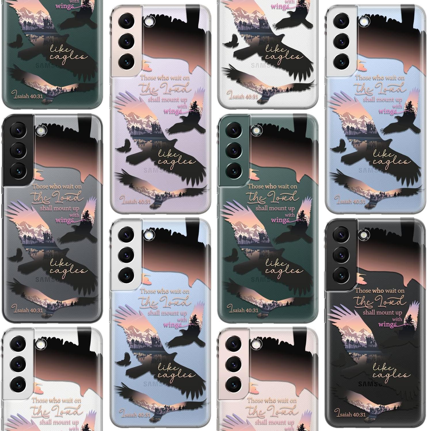 Cavka Funda para teléfono compatible con Samsung Galaxy S23 Ultra S22 S21 FE 5G S20 Note 20 10 Plus parachoques con frase de las Escrituras con