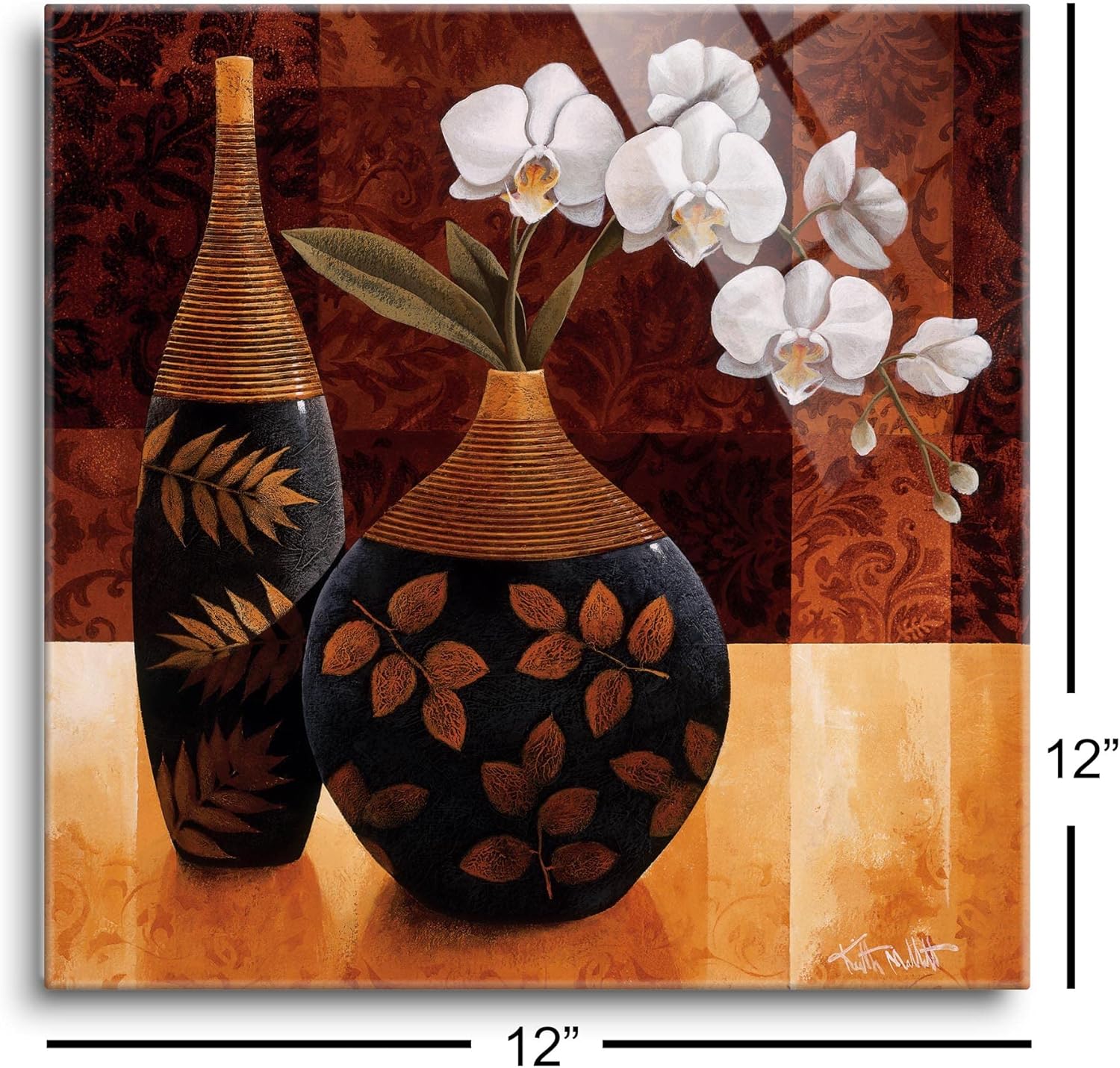 SOULFINE Arte de pared de vidrio templado sin marco, arte de pared de vidrio templado para decoración del hogar, 12.0 x 12.0in (Orquídea Linda I)