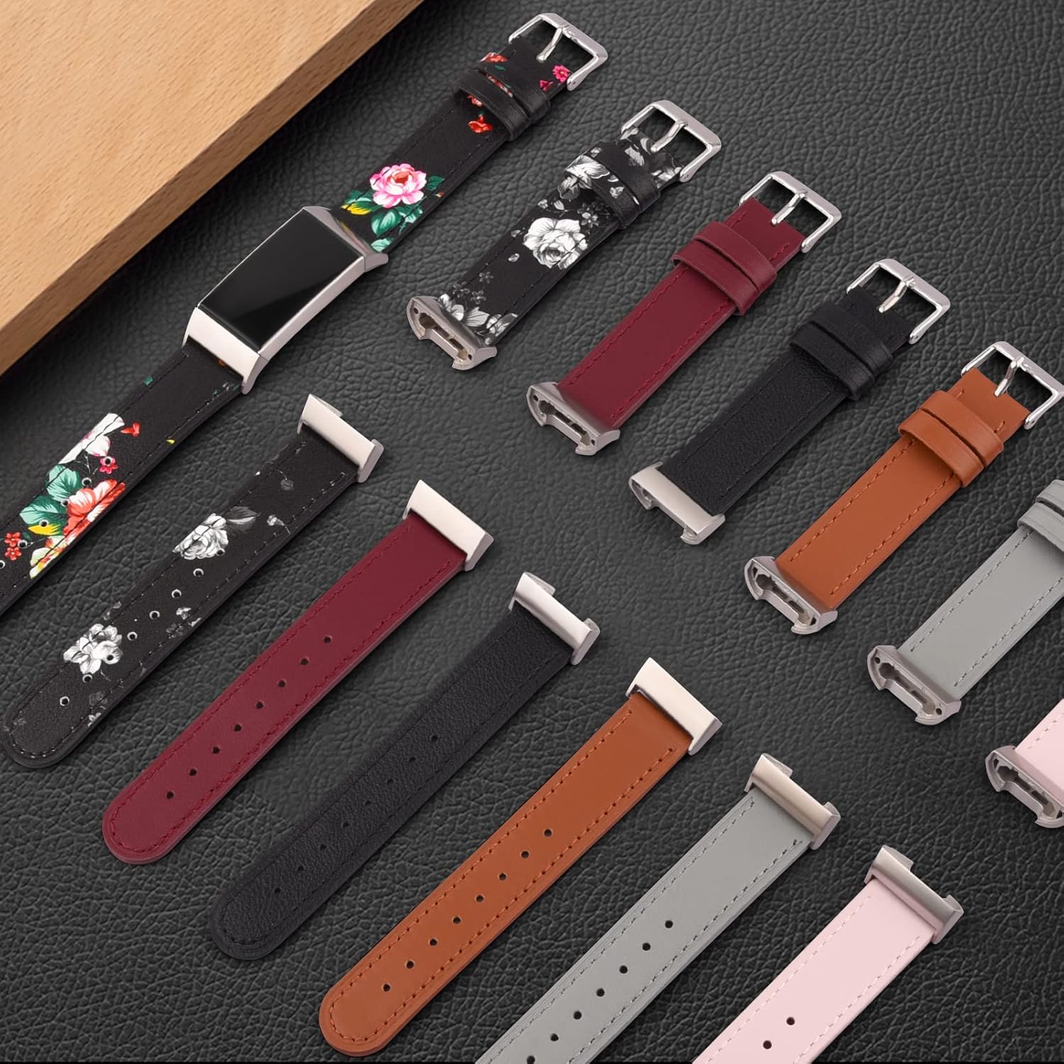 Vancle Bandas para Fitbit Charge 4 BandFitbit Charge 3 Band para mujeres y hombres, pulsera de cuero con conectores metálicos para Fitbit Charge 3