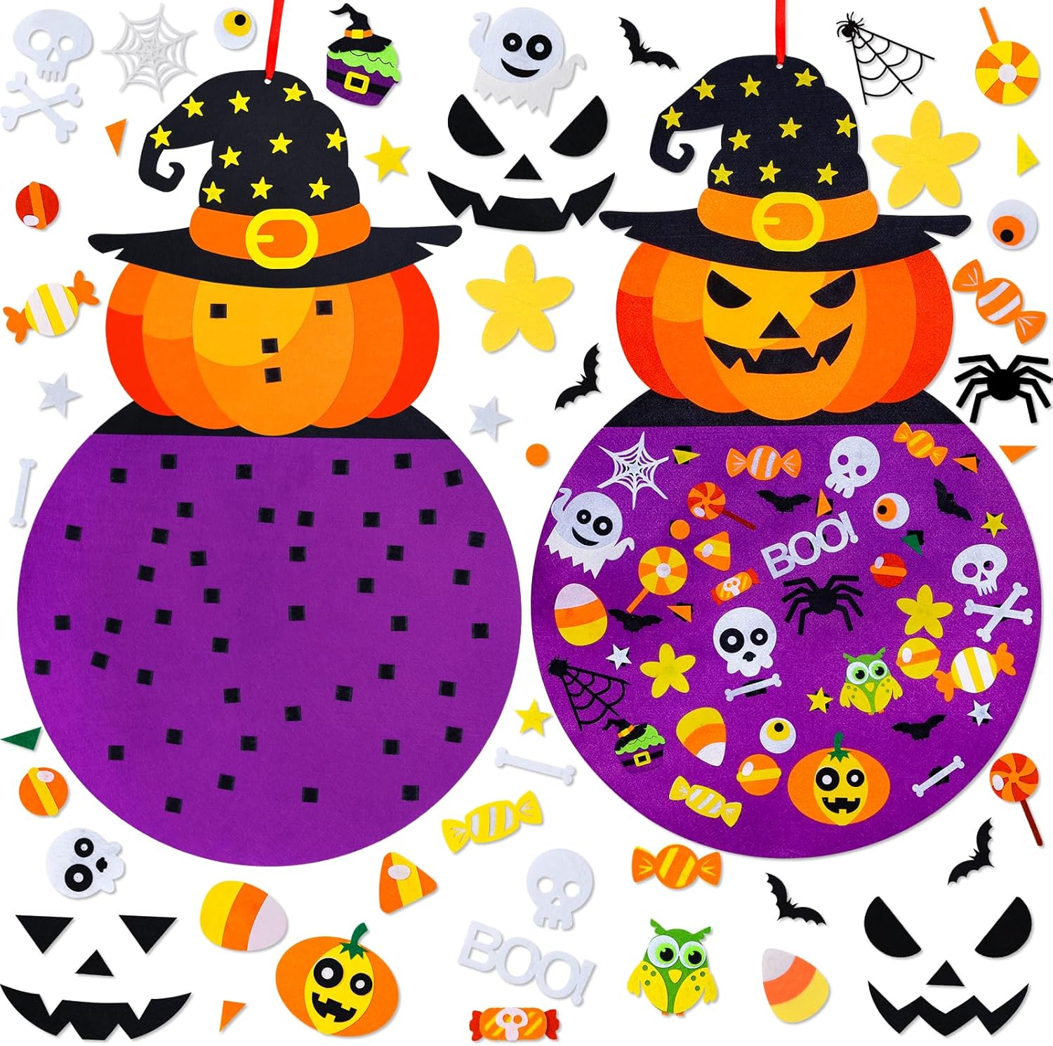 Max Fun – Figura decorativa de fieltro para Halloween, 2.8 pies, con kits de manualidades para colgar para niños, Halloween, fiestas, para