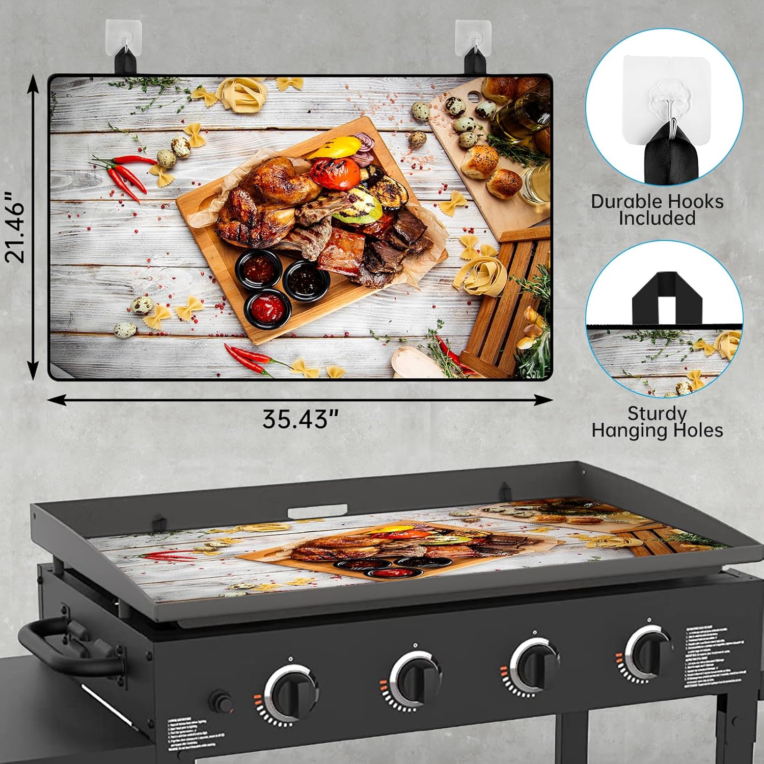 WADEO Tapete de plancha de 36 pulgadas para Blackstone, accesorios de parrilla Blackstone, goma natural gruesa, alfombrilla de barbacoa para todas