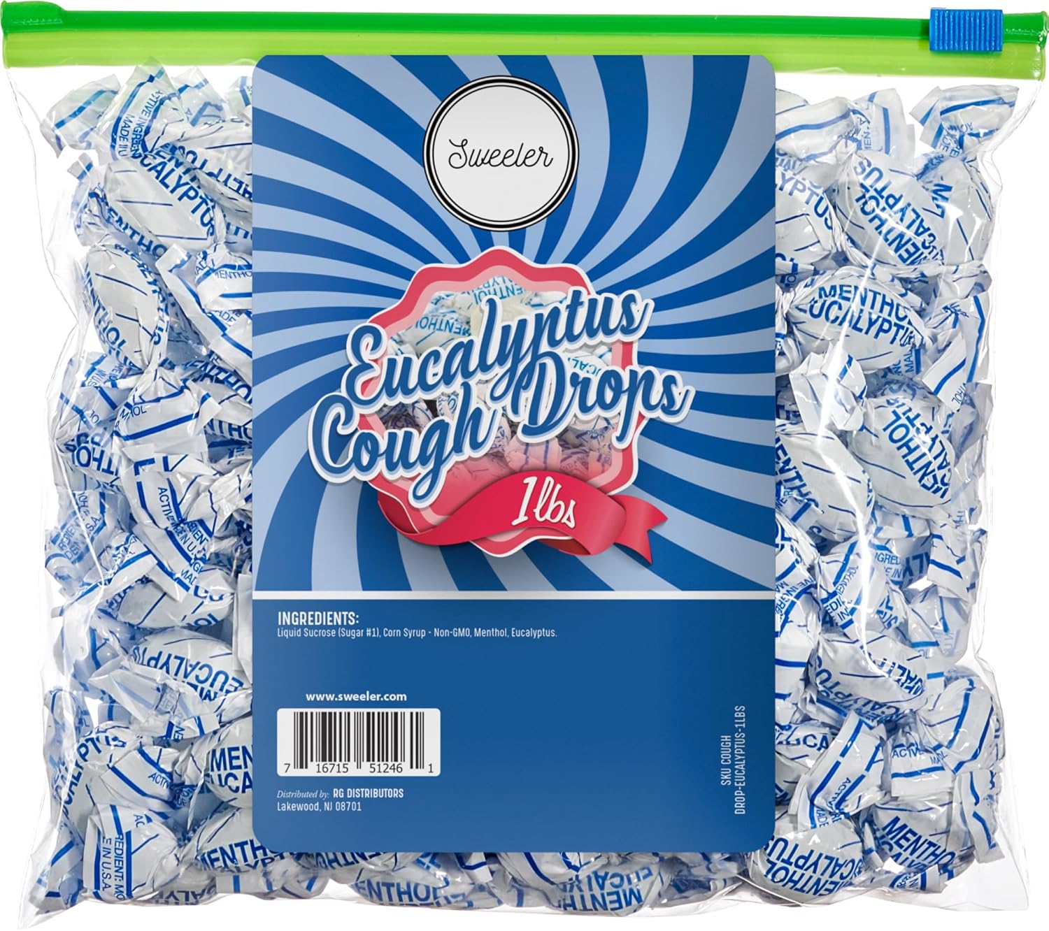 Gotas de eucalipto para la tos con mentol, refrescantes y refrescantes para la garganta, 1 libra
