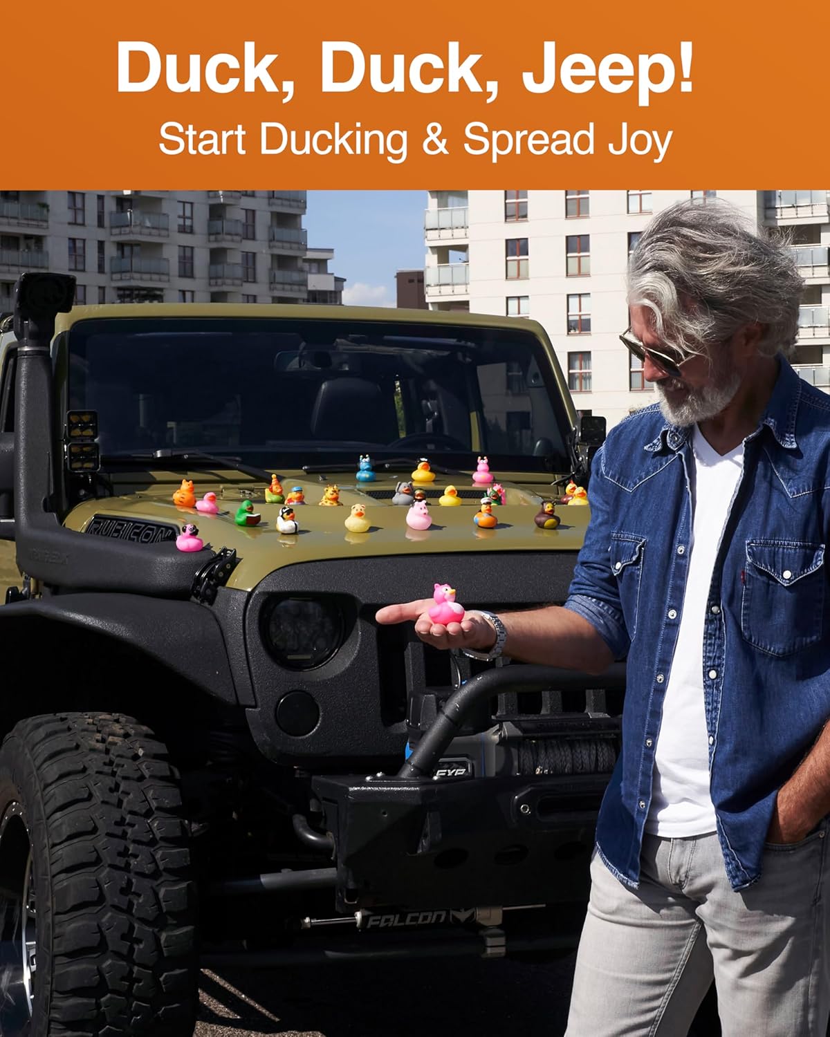 Jeep Ducks for Ducking  Patos surtidos para Jeeps  25 piezas de 2 pulgadas de patos de goma Jeep Ducking  Más la aplicación móvil oficial Duck Duck