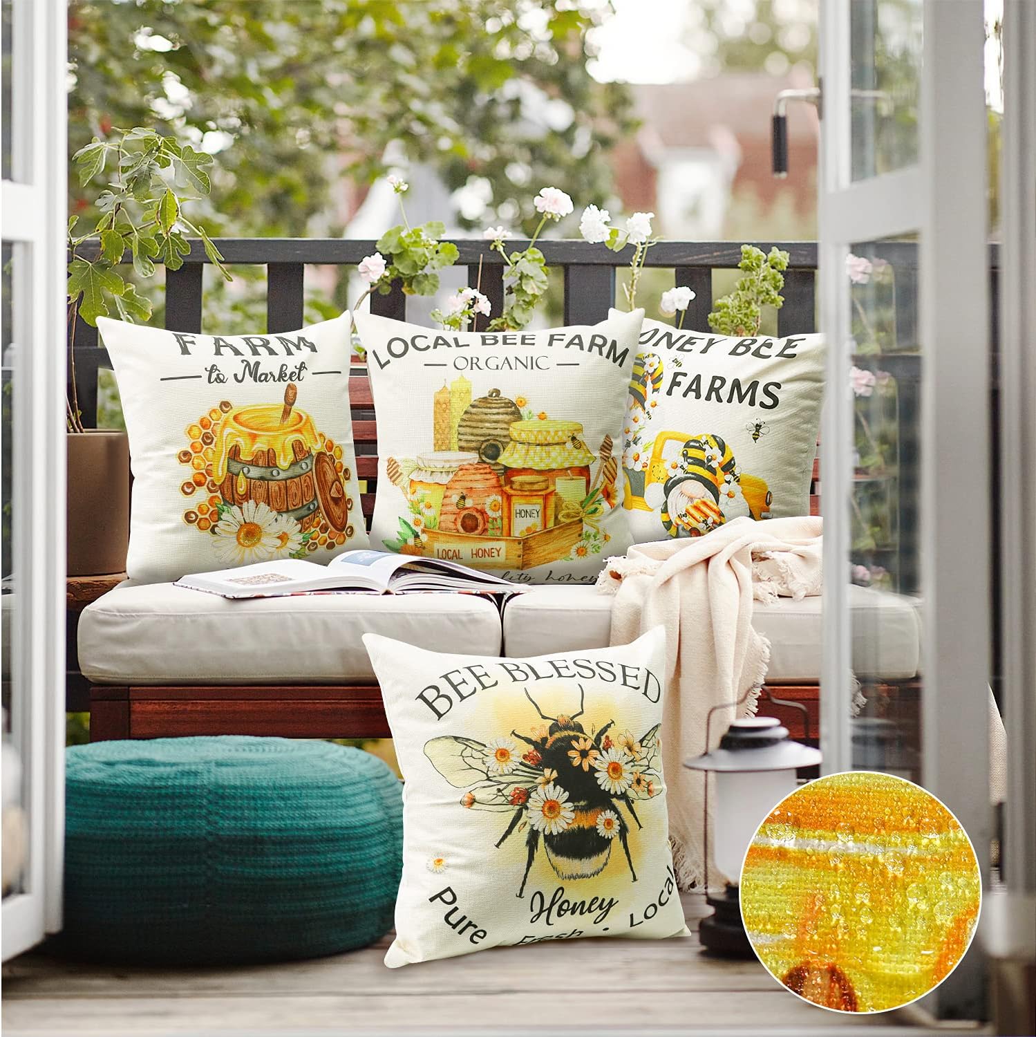 OTOSTAR Paquete de 4 fundas de almohada impermeables para exteriores, decorativas, cuadradas, para jardín, 18 x 18 pulgadas, para decoración de