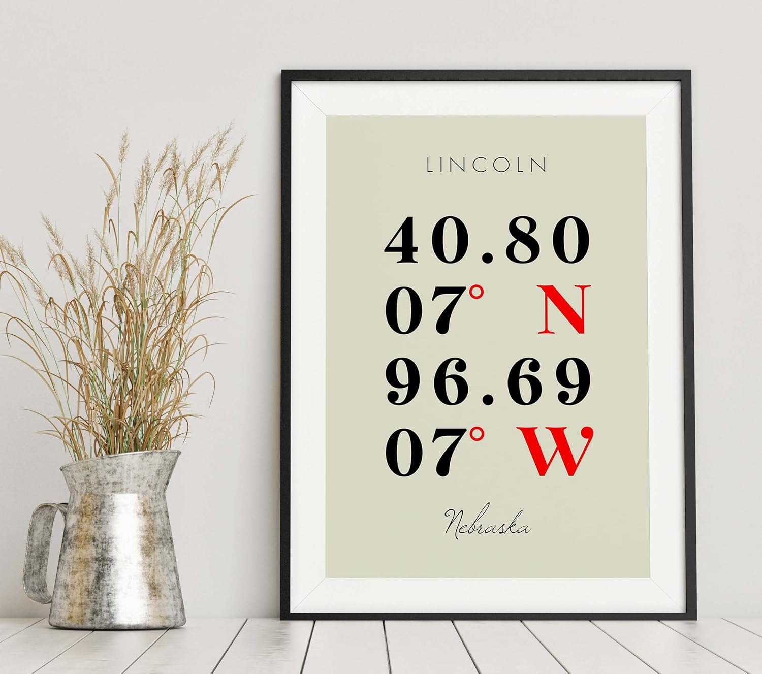 Map of Lincoln, Nebraska, Multiline Coordinates Colored (8×10)