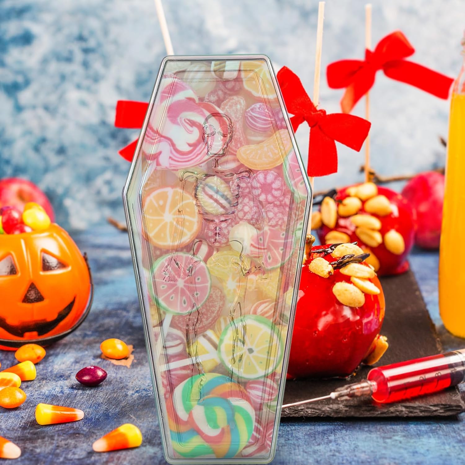 INOOMP Caja de dulces de ataúd de Halloween, caja de joyería transparente con tapa, decoración gótica del hogar para fiesta