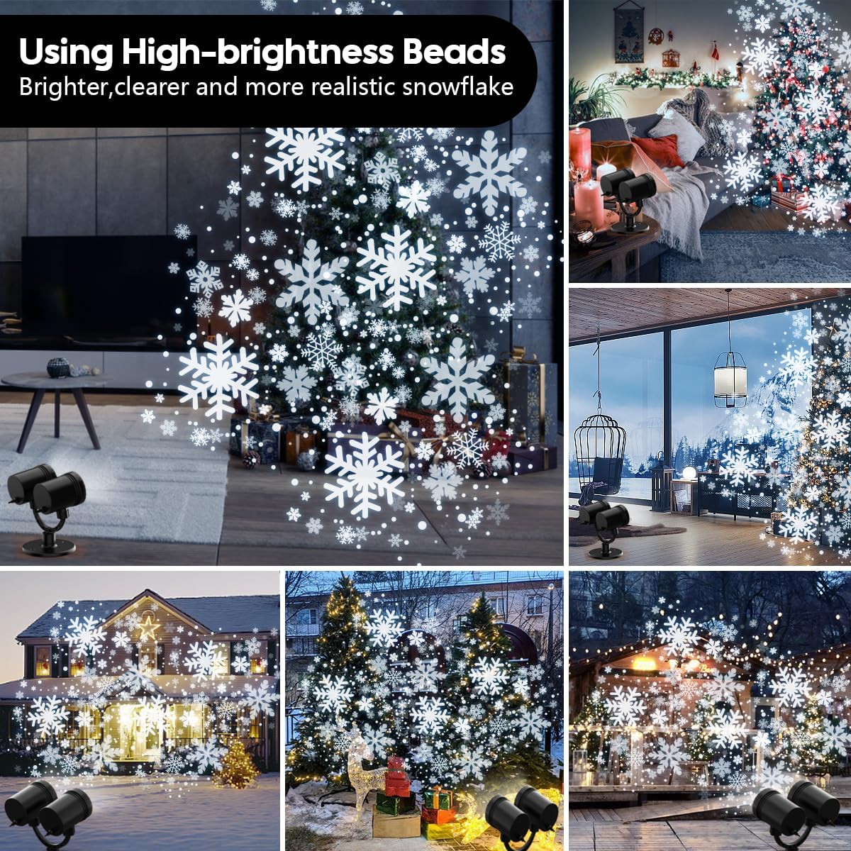 Proyector de luces de Navidad para exteriores, luces LED de copo de nieve para interiores, doble cabezal, luces de decoración de Navidad