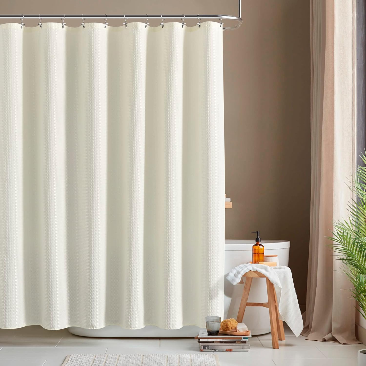 Cortina de ducha de tamaño medio de 36 x 72 pulgadas, calidad de lujo de hotel, cortinas de ducha de tela gofre resistente para baño, duchas