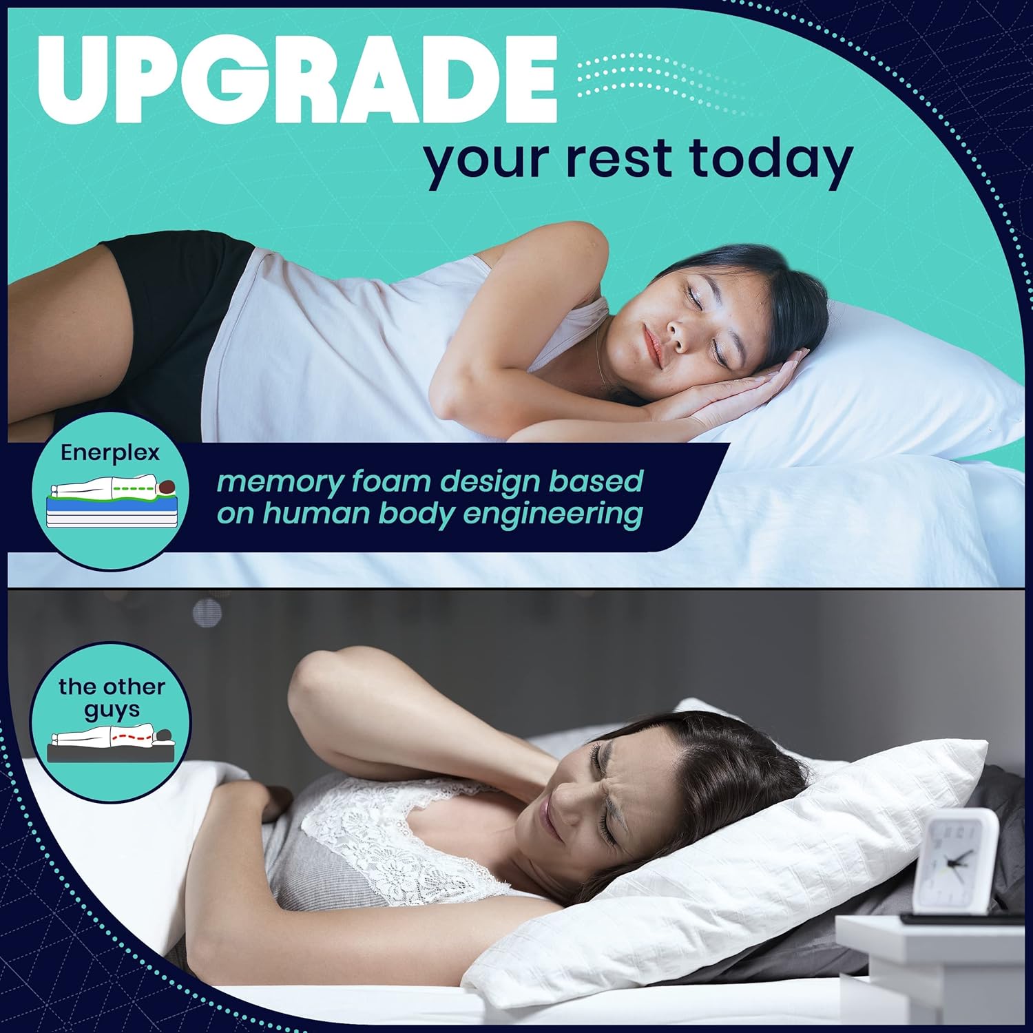 EnerPlex Almohadas de espuma viscoelástica  Paquete de 1 almohada ajustable con certificación CertiPUR-US tamaño King para dormir con espuma extra y