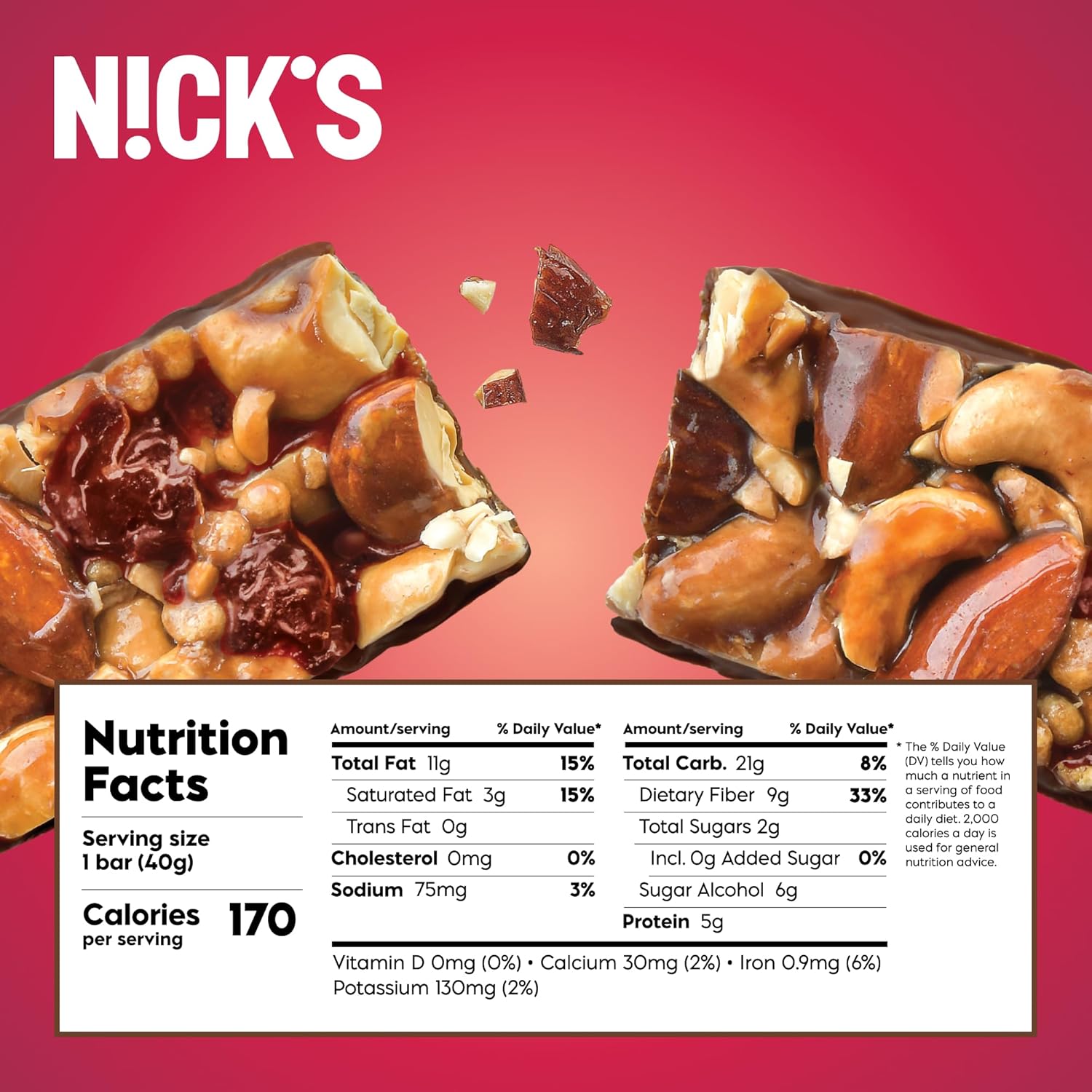NICK’S – Barra de chocolate con cereza estilo sueco, snack keto de nueces para la escuela, deportes y actividades al aire libre, 0.07 onzas de
