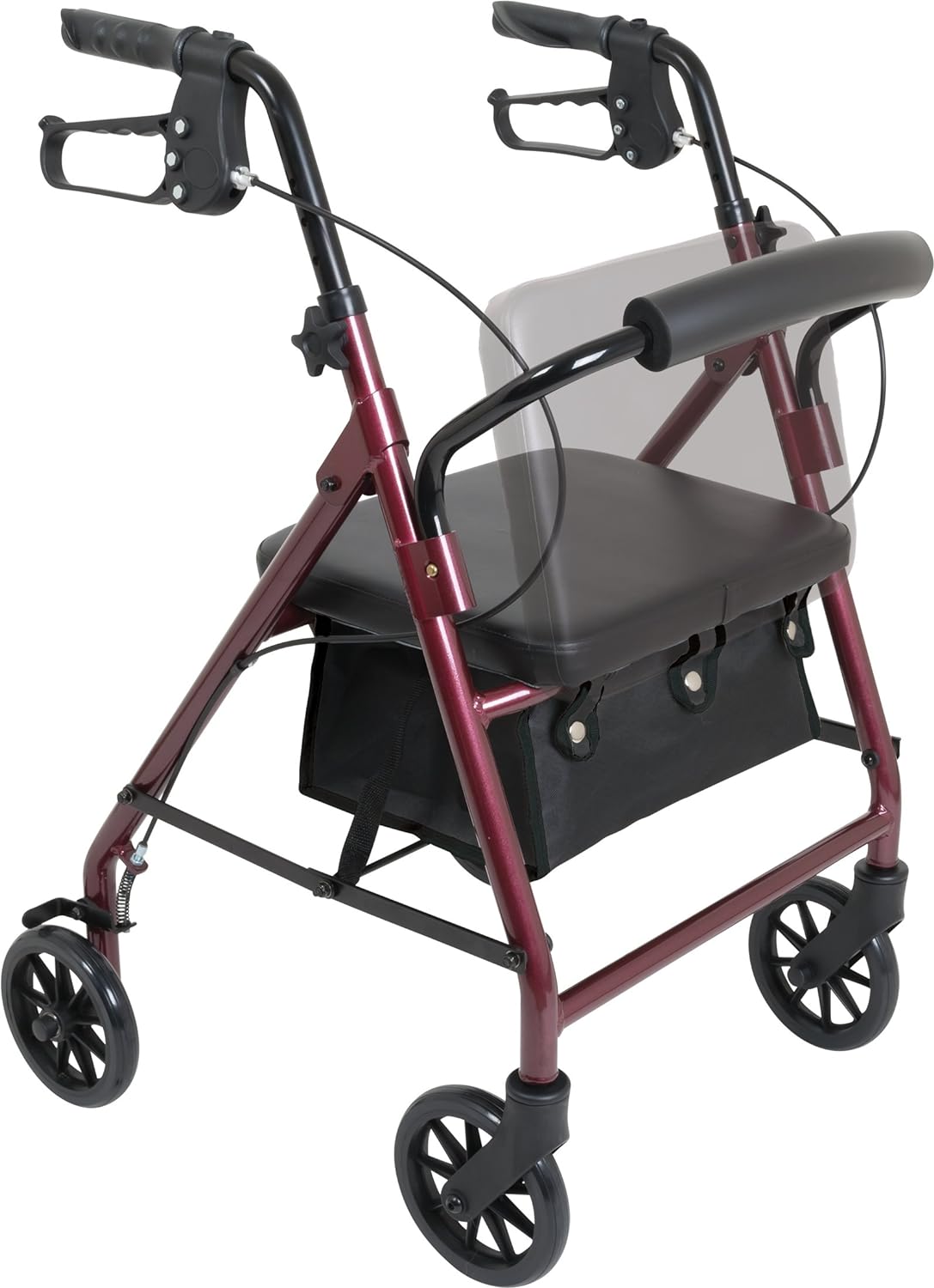 Probasics Rodillo de aluminio junior con ruedas de 6 pulgadas, capacidad de peso de 250 libras, color borgoña, andador médico