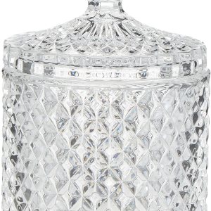 Tarro decorativo para dulces de mariposa para el hogar, recipiente de almacenamiento de bufé de dulces, tarro facetado de diamante de cristal Tarro decorativo para dulces de mariposa para el hogar, recipiente de almacenamiento de bufé de dulces, tarro facetado de diamante de cristal