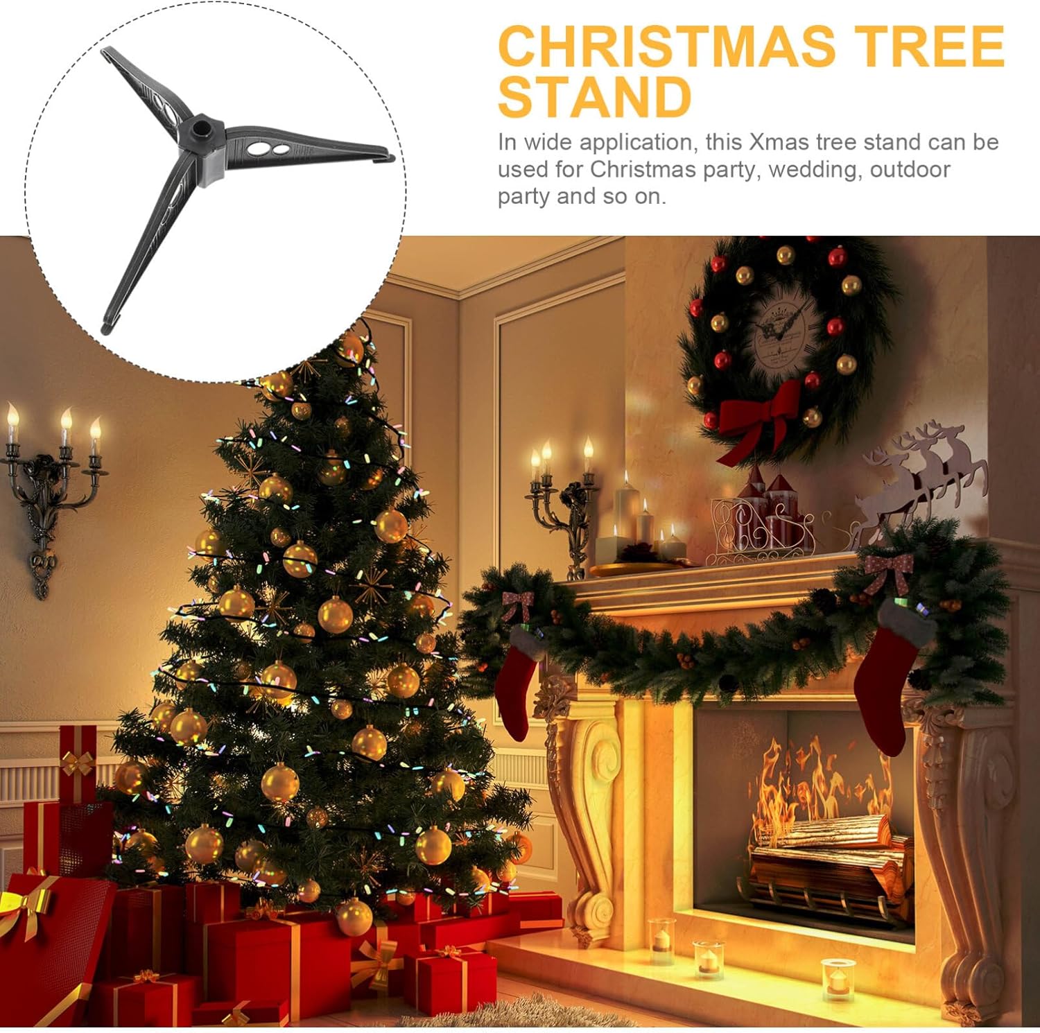 ABOOFAN Soporte de plástico para árbol de Navidad blanco para árbol de Navidad, soporte plegable de repuesto artificial para árbol de Navidad