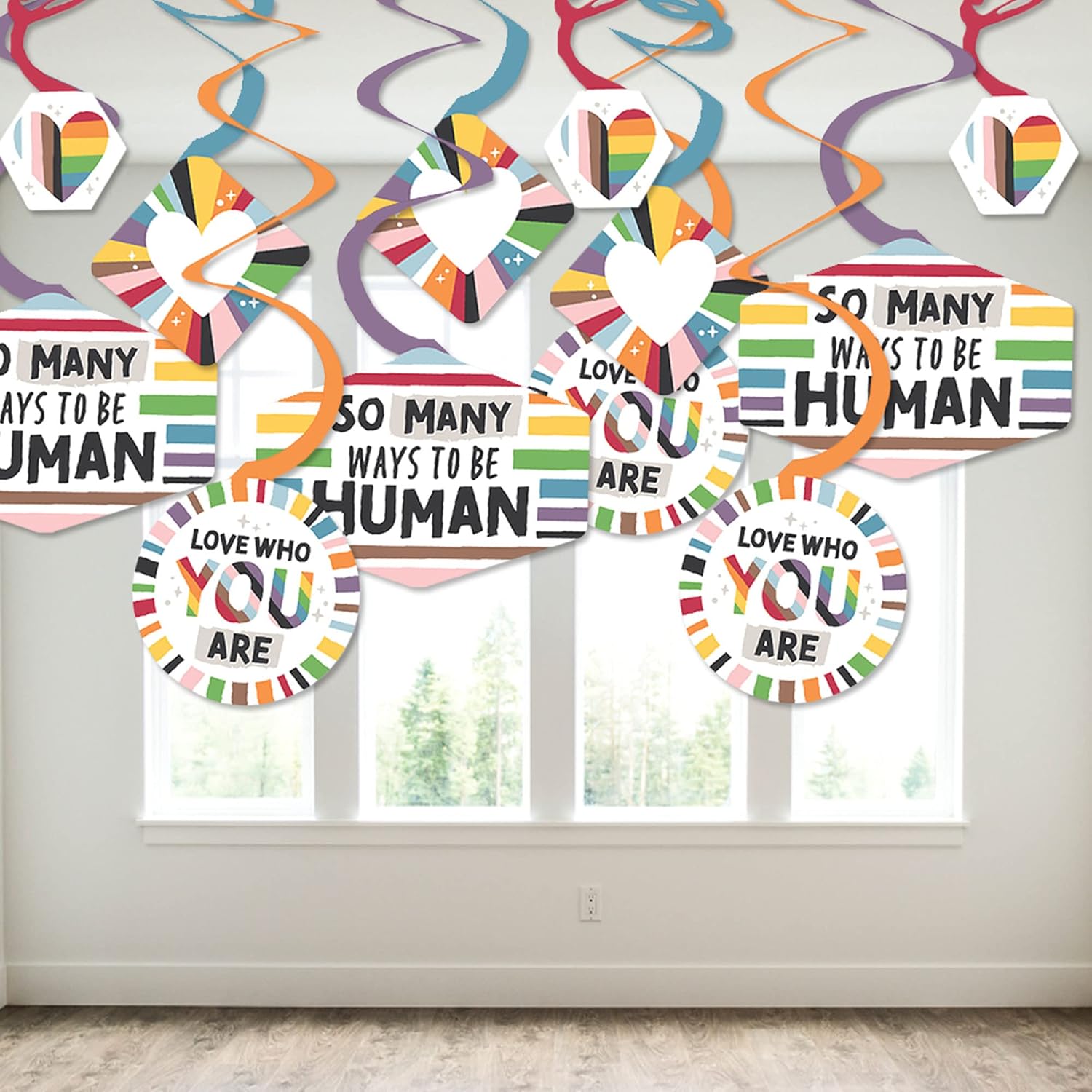 Big Dot of Happiness So Many Ways to Be Human – Decoración colgante de fiesta de orgullo – Remolinos de decoración de fiesta – Juego de 40