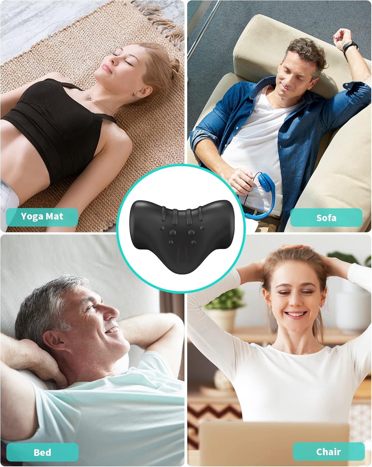 Relajante de cuello y hombros, dispositivo de tracción cervical para aliviar la fatiga y el dolor de cuello y hombros, almohada quiropráctica para